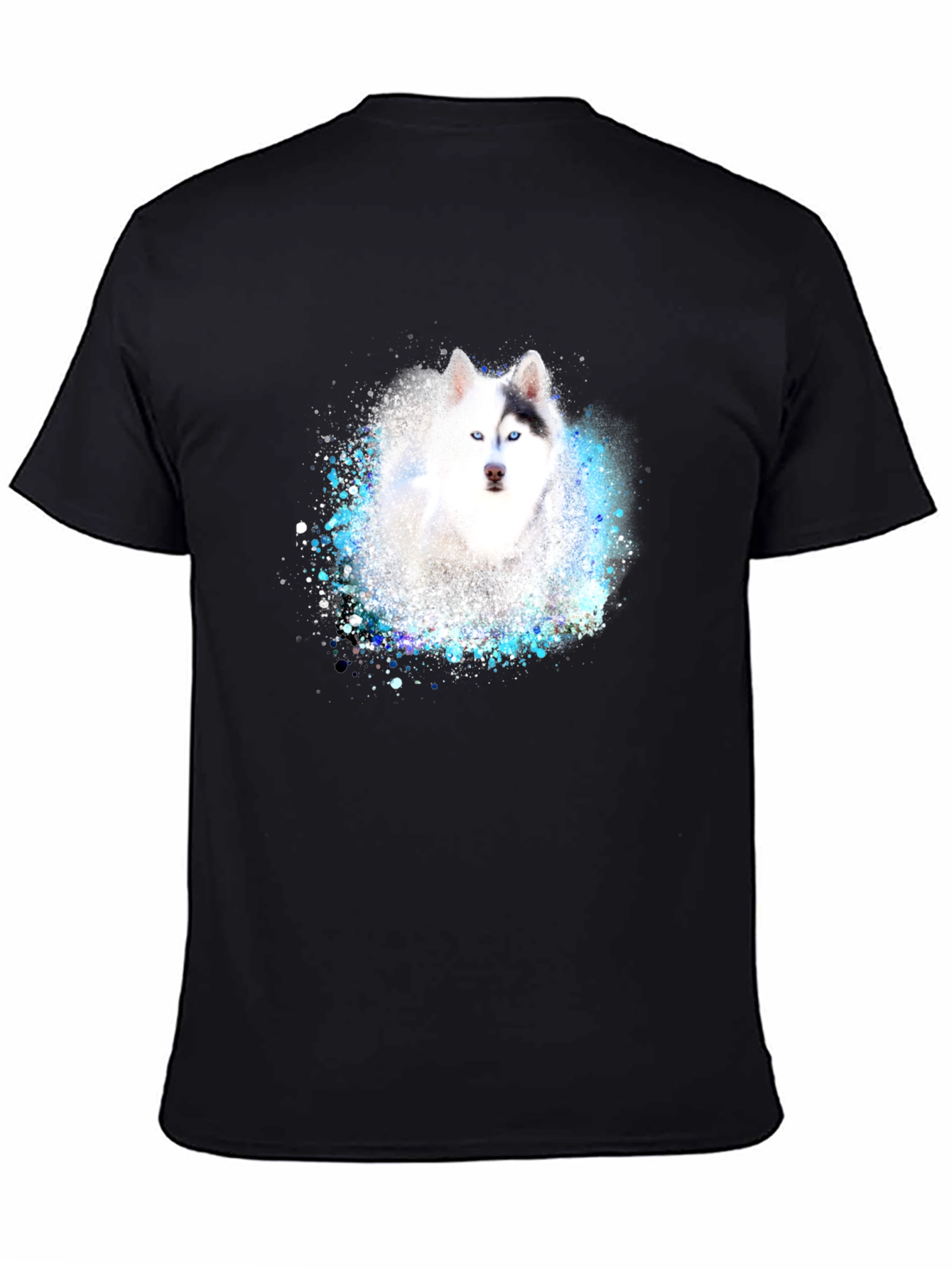 Husky Dog Graphic Black T-Shirt