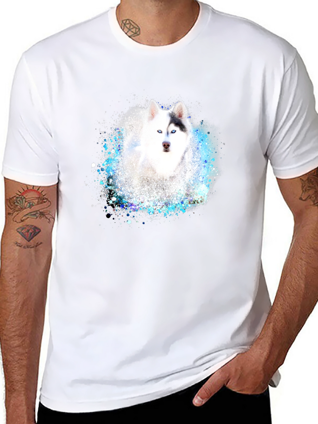 Husky Dog Graphic Black T-Shirt