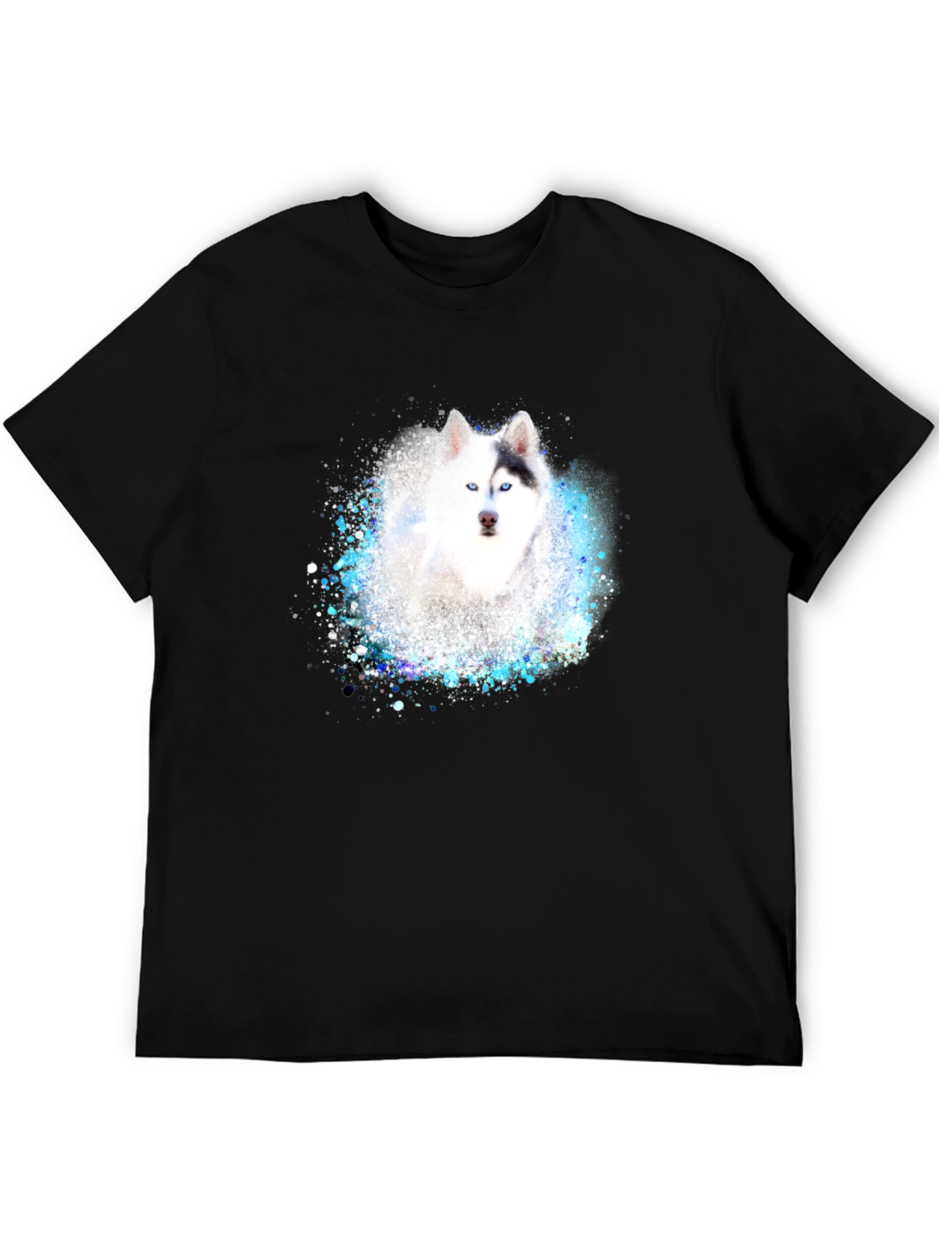 Husky Dog Graphic Black T-Shirt