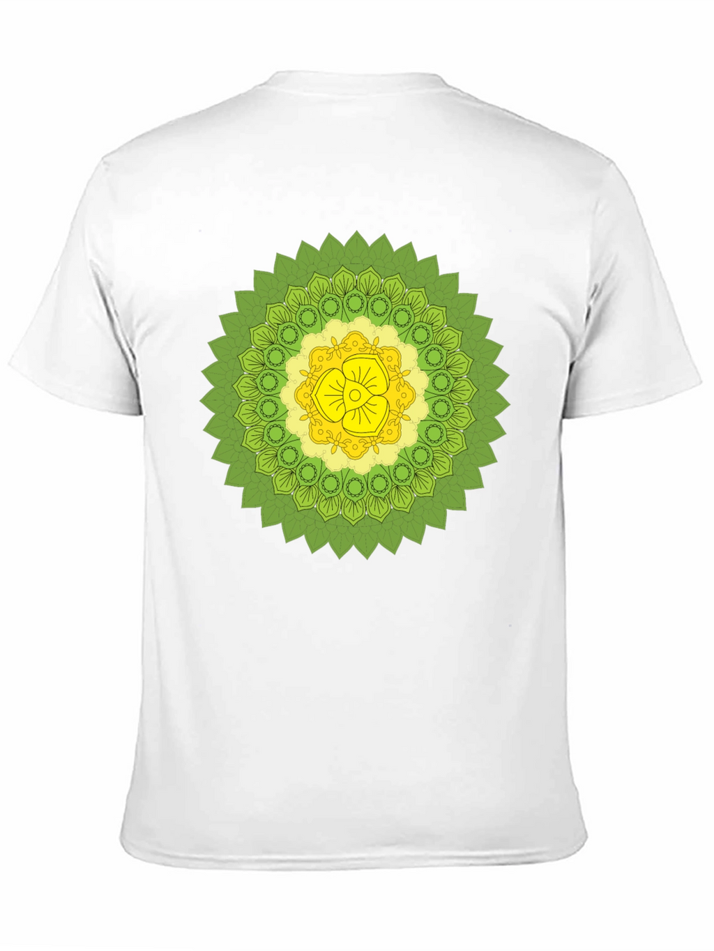 Black Tee with Green & Yellow Mandala