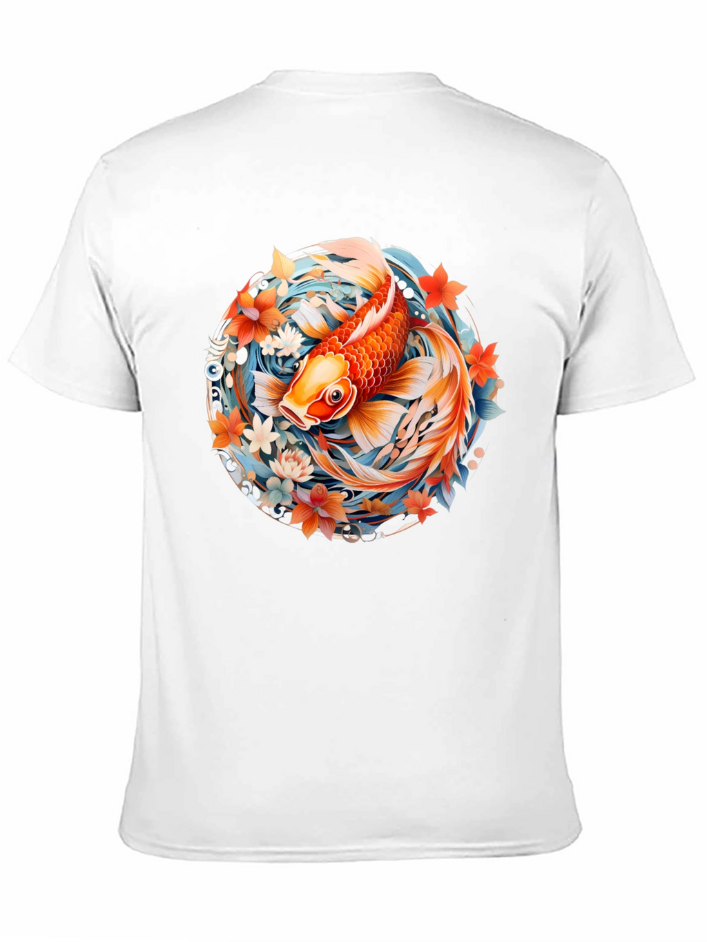 Koi Fish Graphic Print Black T-Shirt