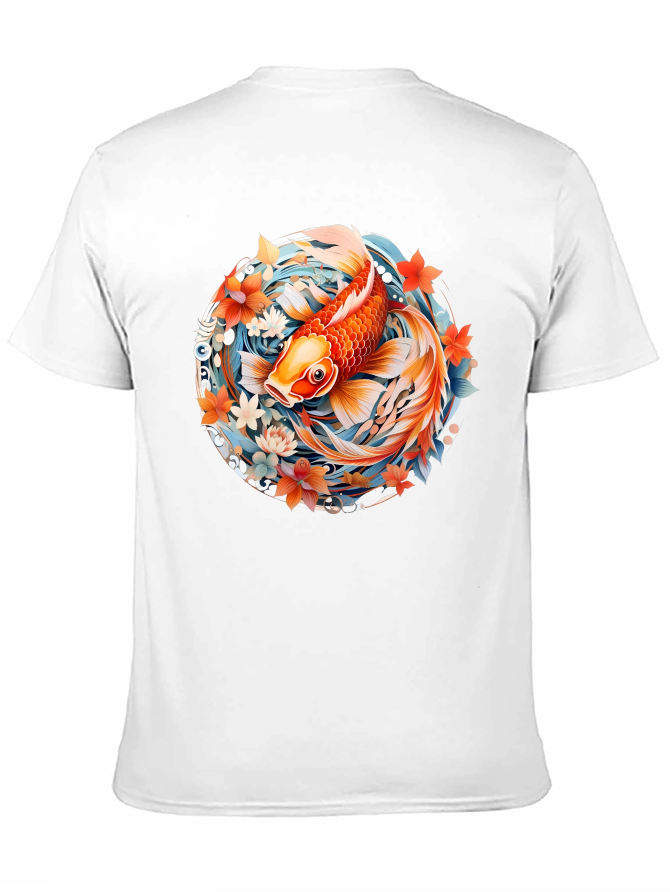 Koi Fish Graphic Print Black T-Shirt