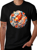 Koi Fish Graphic Print Black T-Shirt