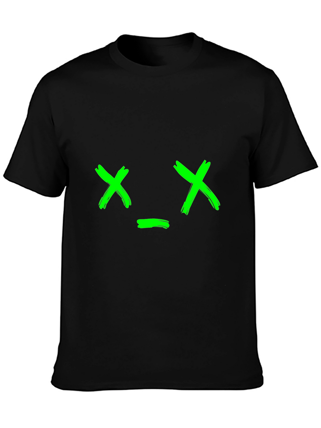 Green X Face Graphic Black T-Shirt