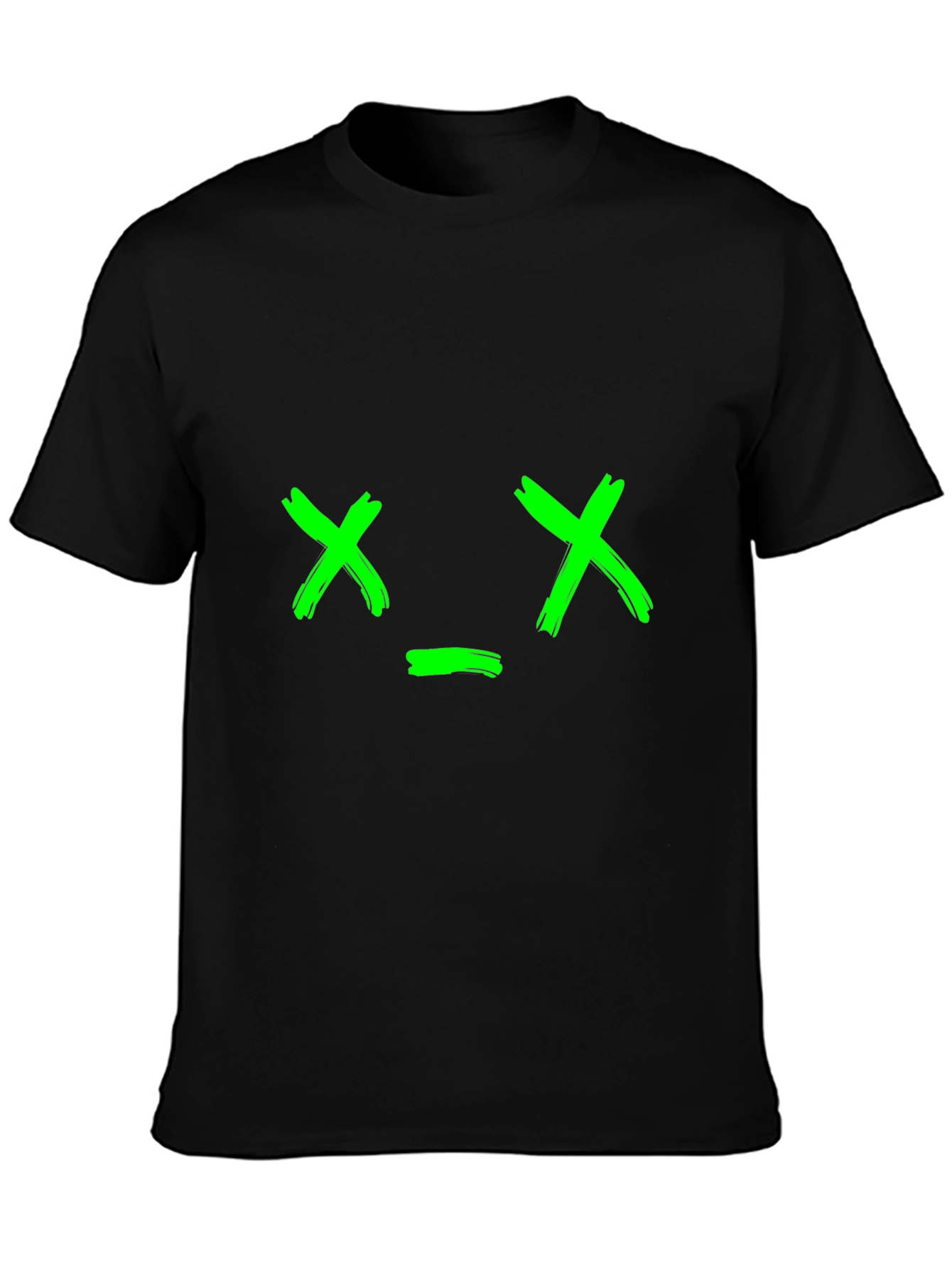 Green X Face Graphic Black T-Shirt