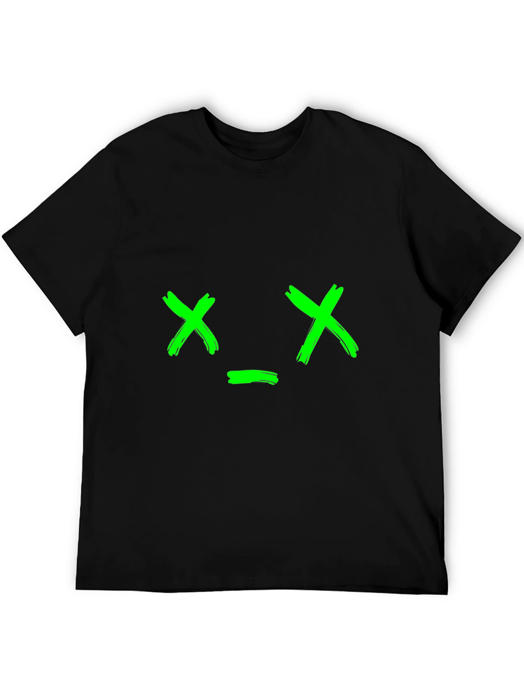 Green X Face Graphic Black T-Shirt