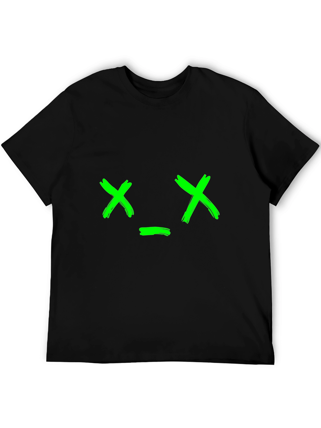 Green X Face Graphic Black T-Shirt
