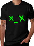 Green X Face Graphic Black T-Shirt