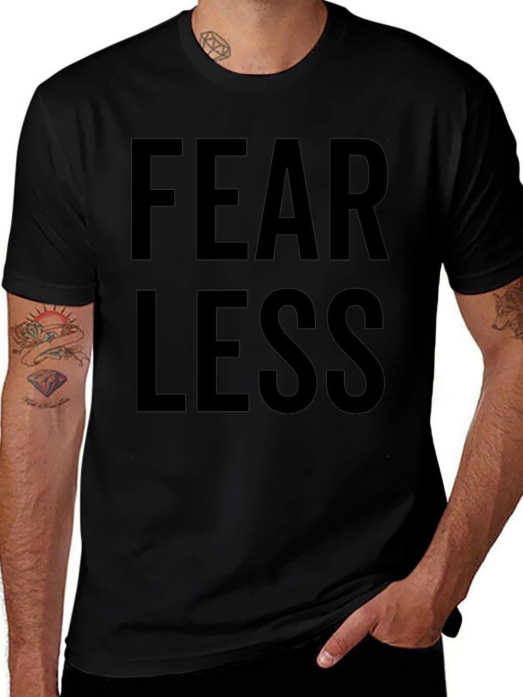 Fearless Graphic Print Tee - Black Cotton Casual Shirt