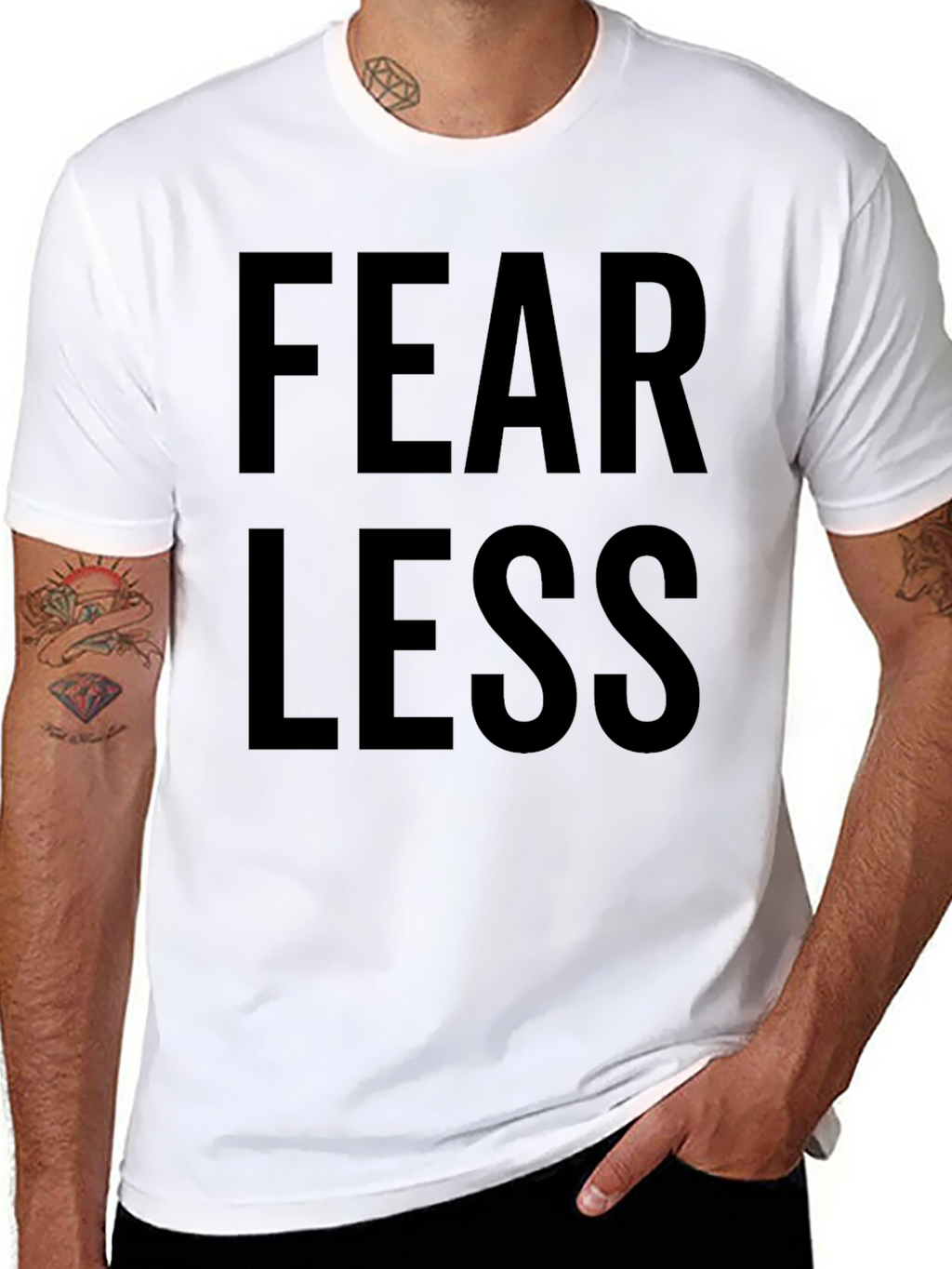 Fearless Graphic Print Tee - Black Cotton Casual Shirt