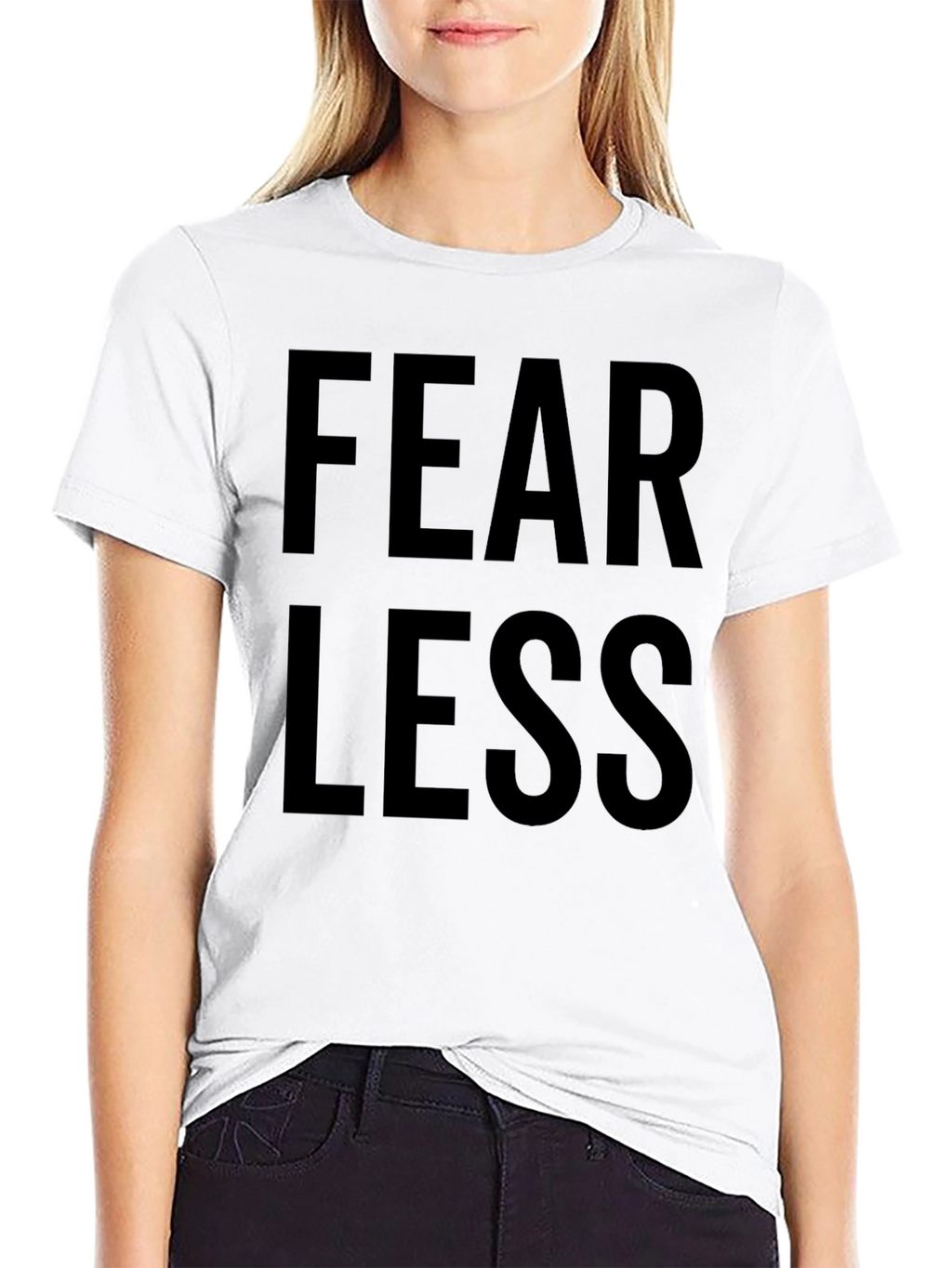 Fearless Graphic Print Tee - Black Cotton Casual Shirt