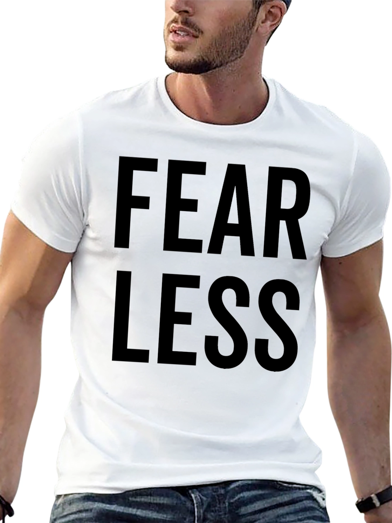 Fearless Graphic Print Tee - Black Cotton Casual Shirt