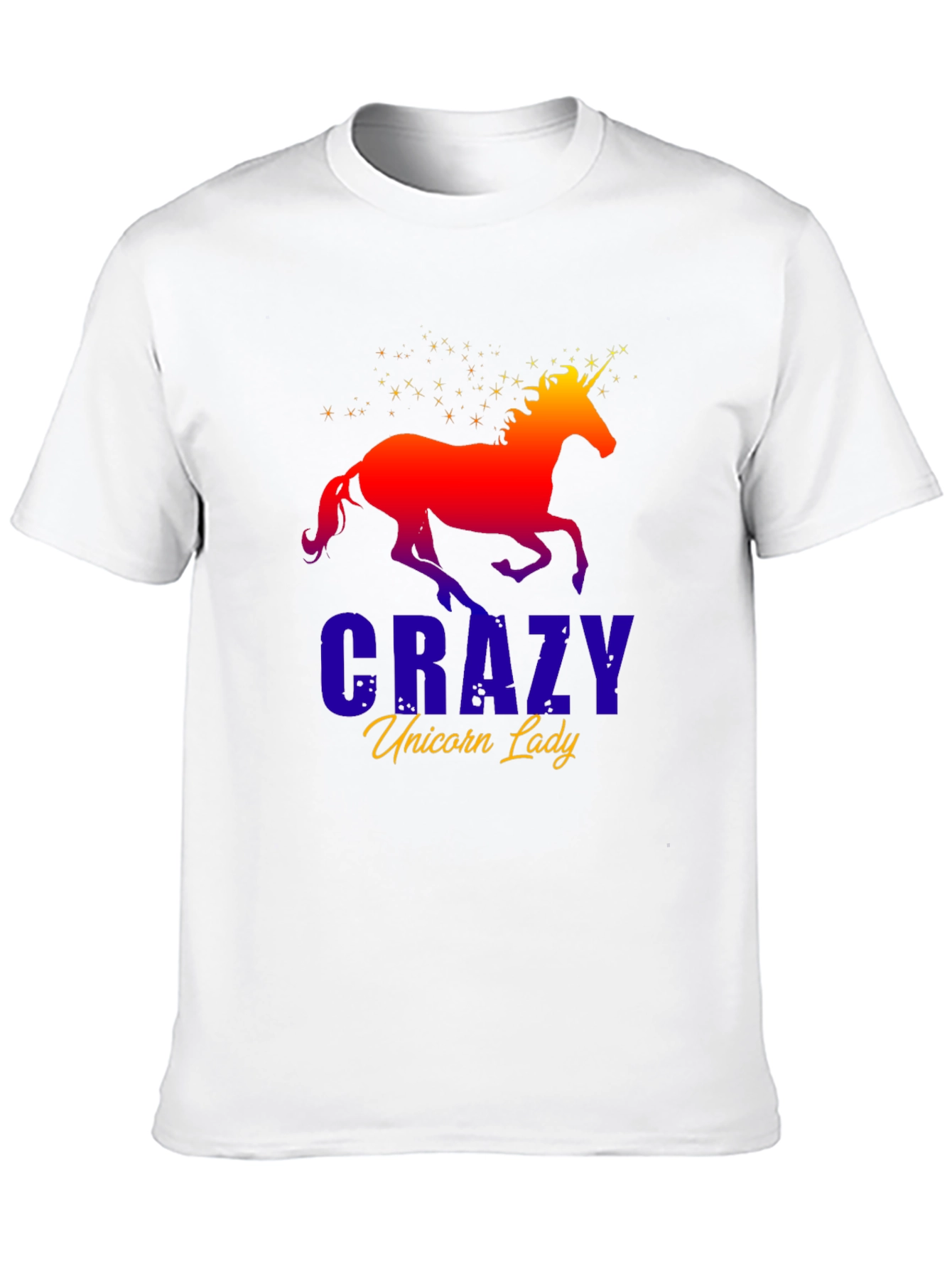 Crazy Unicorn Lady T-Shirt - Black Cotton Tee