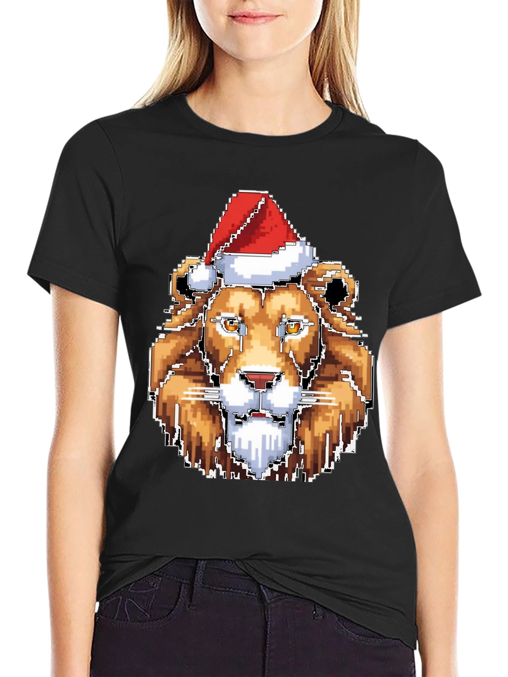 Pixel Lion Christmas T-Shirt