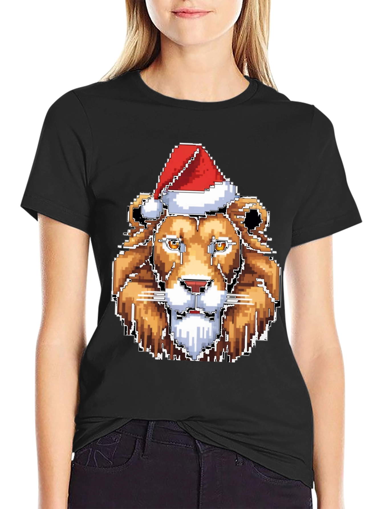 Pixel Lion Christmas T-Shirt