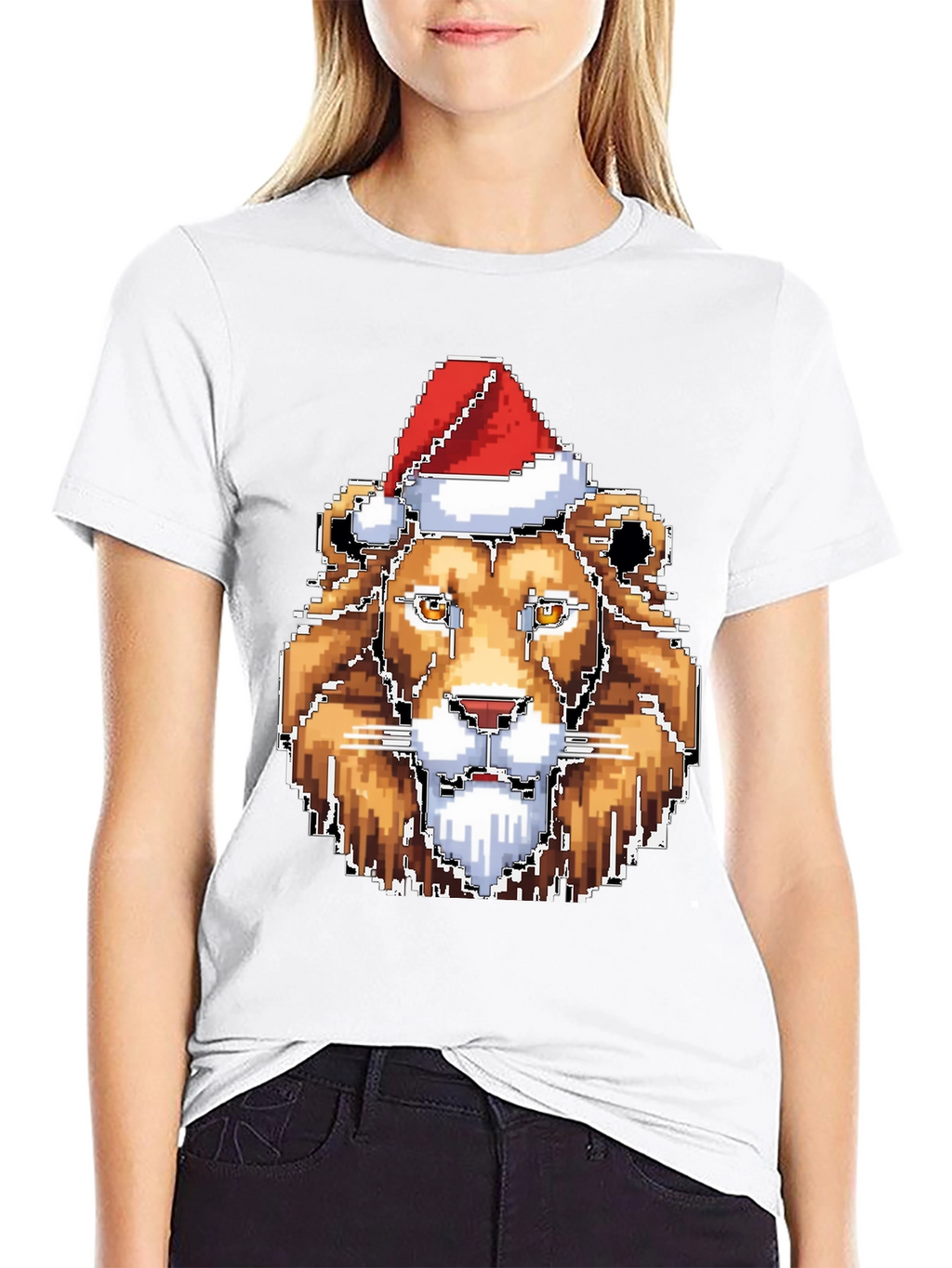 Pixel Lion Christmas T-Shirt