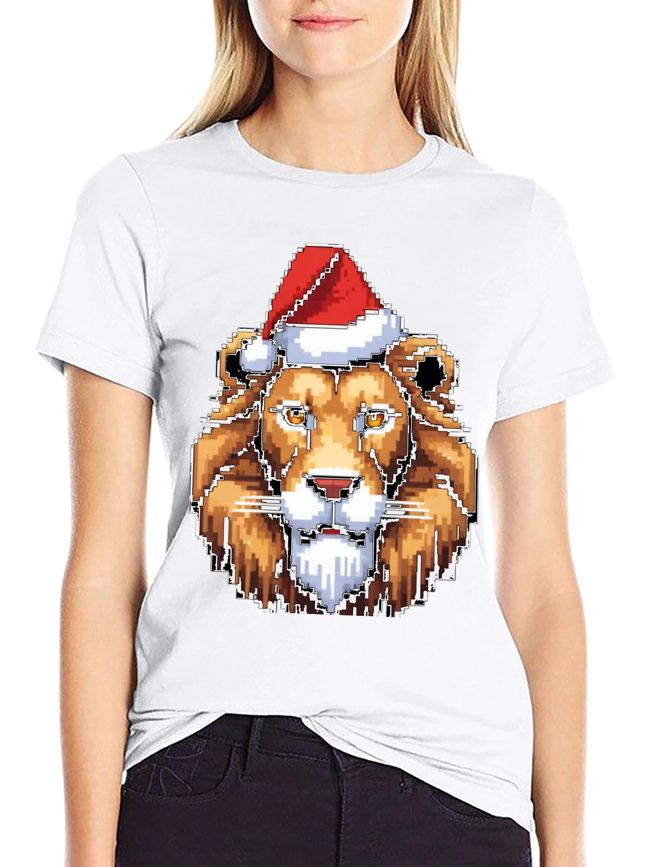 Pixel Lion Christmas T-Shirt