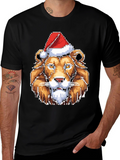 Pixel Lion Christmas T-Shirt