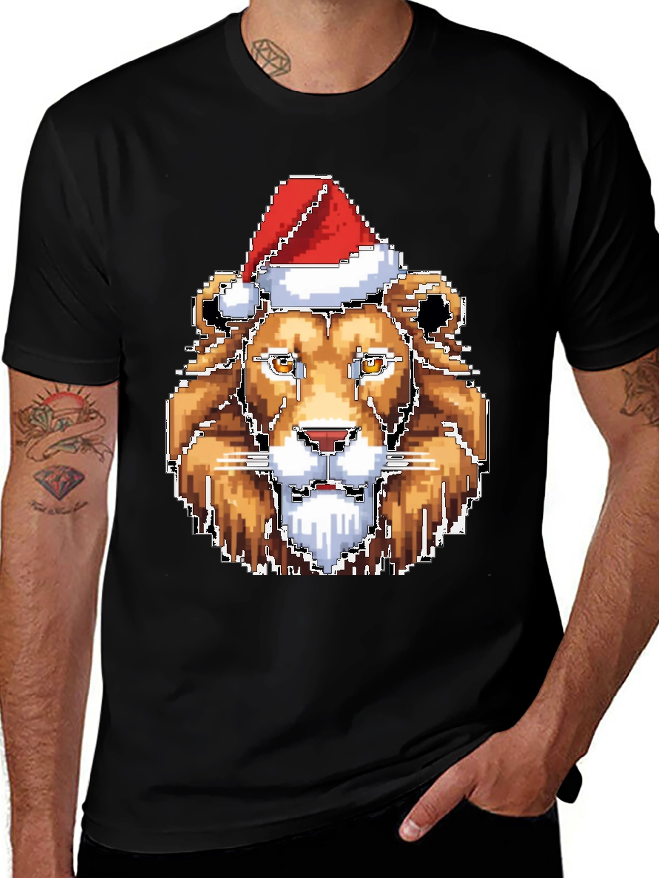 Pixel Lion Christmas T-Shirt