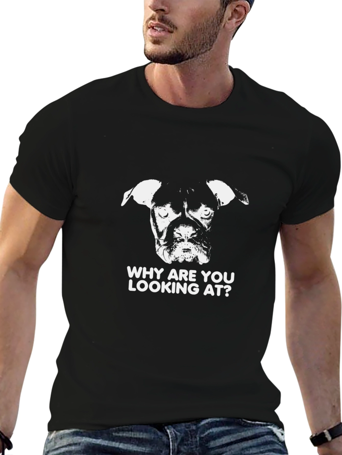 Dog Graphic Print Black T-Shirt