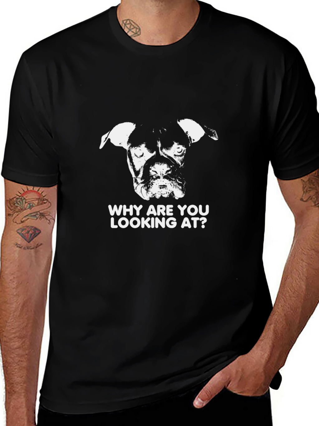 Dog Graphic Print Black T-Shirt