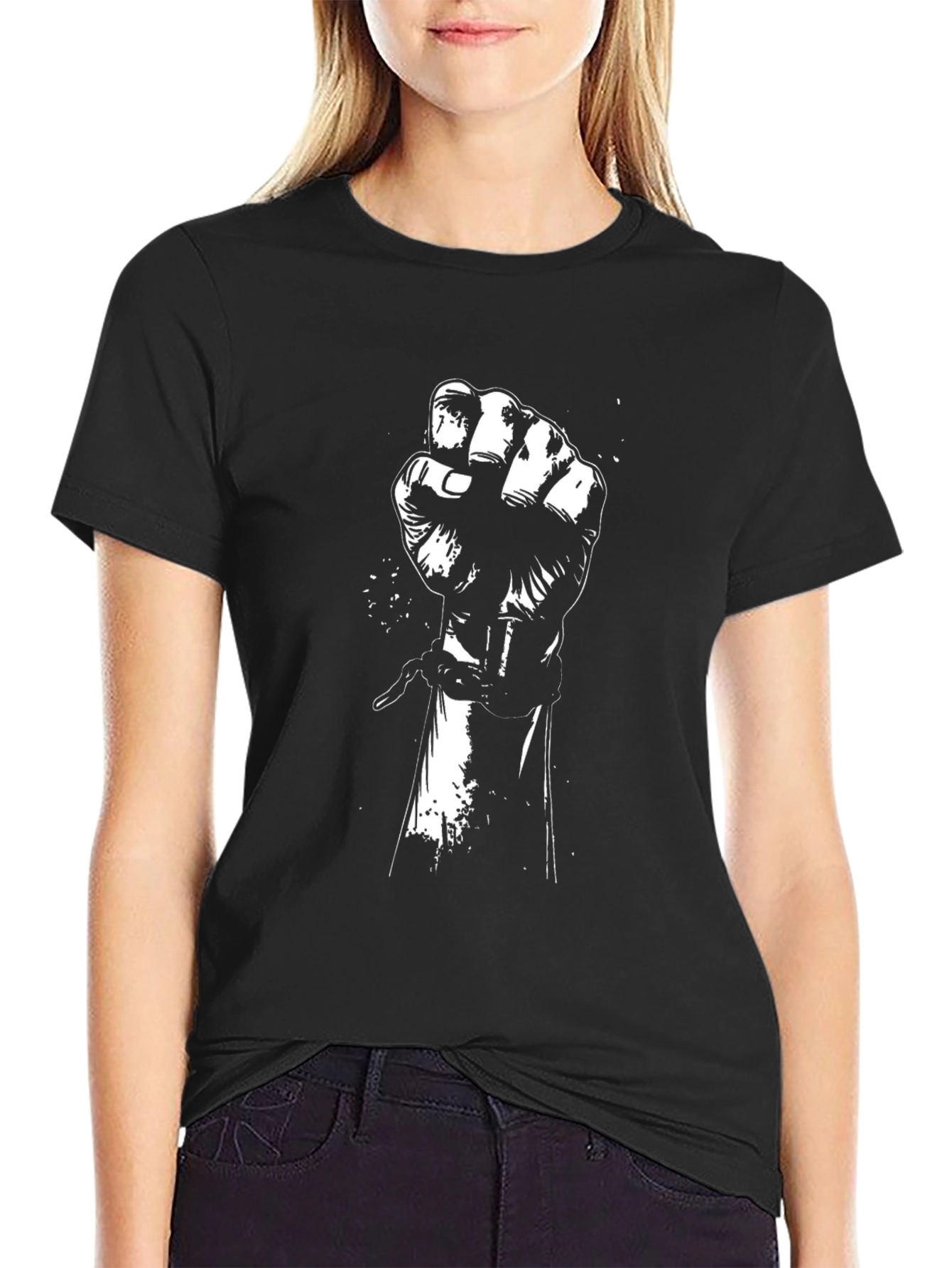 Black Graphic Tee - Raised Fist Design