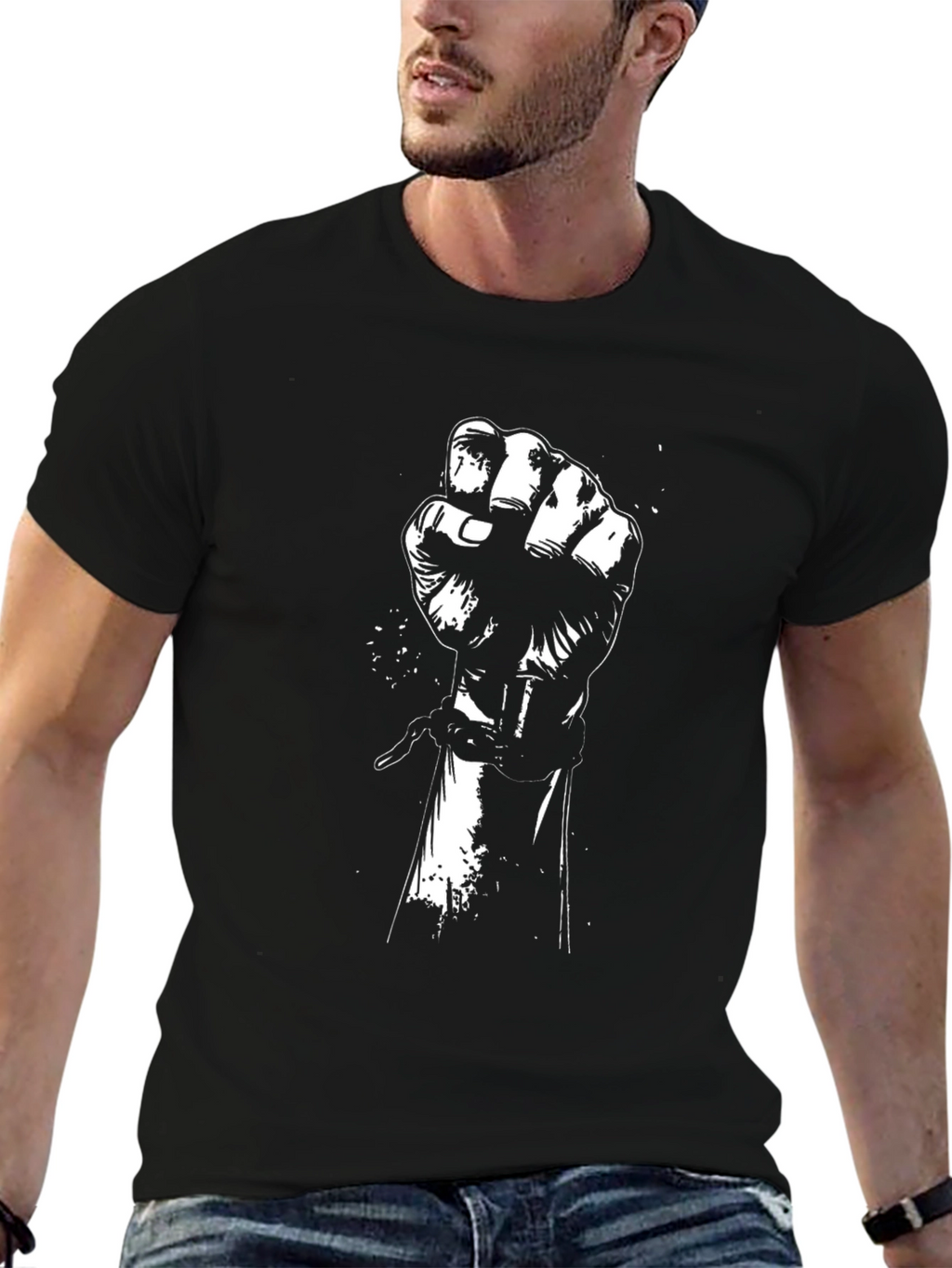 Black Graphic Tee - Raised Fist Design