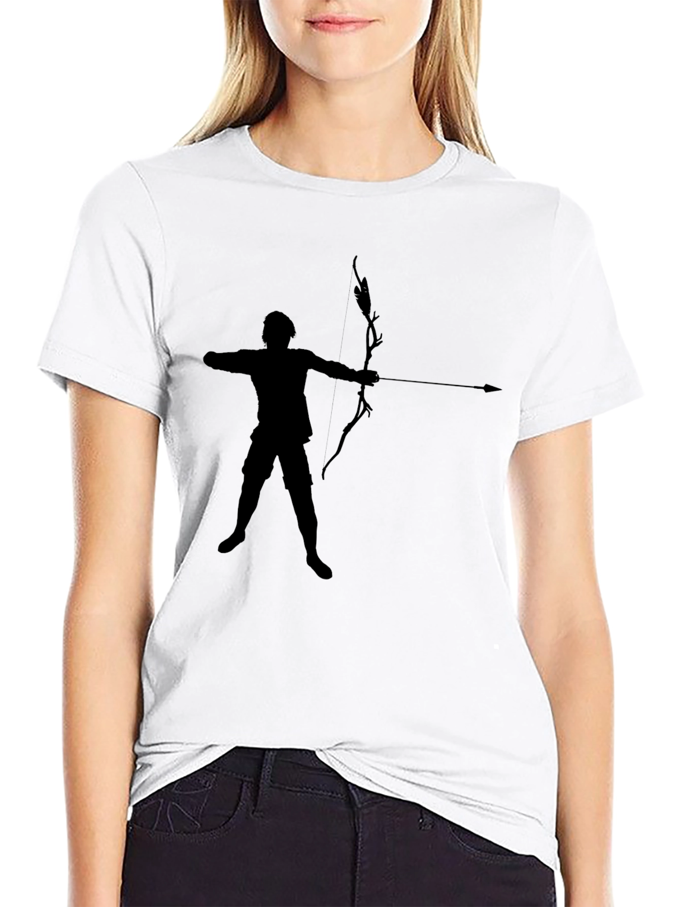 Archer Silhouette Black T-Shirt - Mens Crew Neck Tee