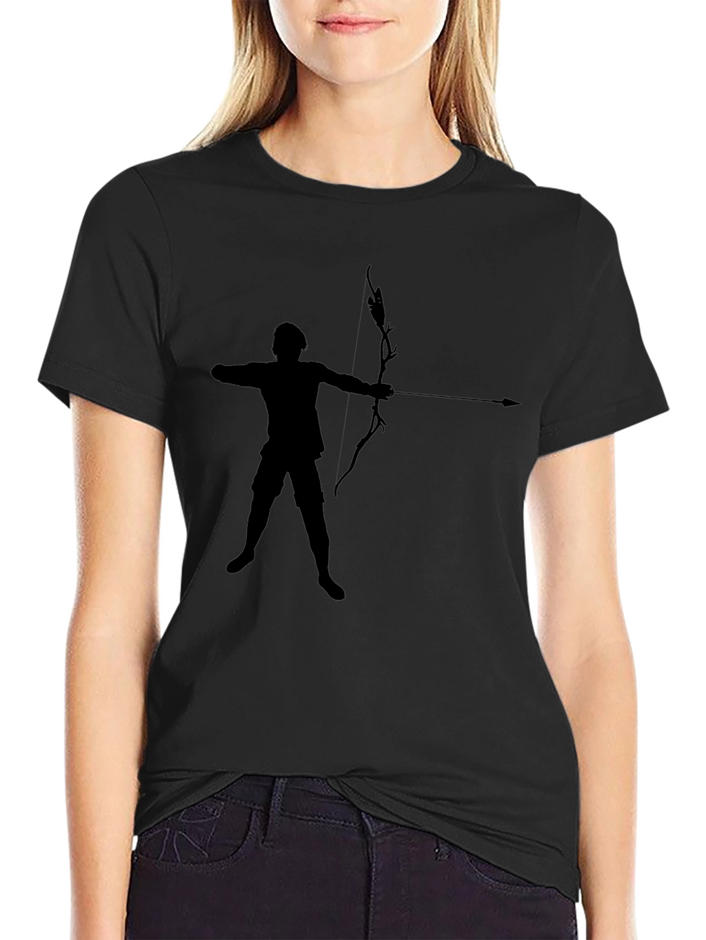 Archer Silhouette Black T-Shirt - Mens Crew Neck Tee