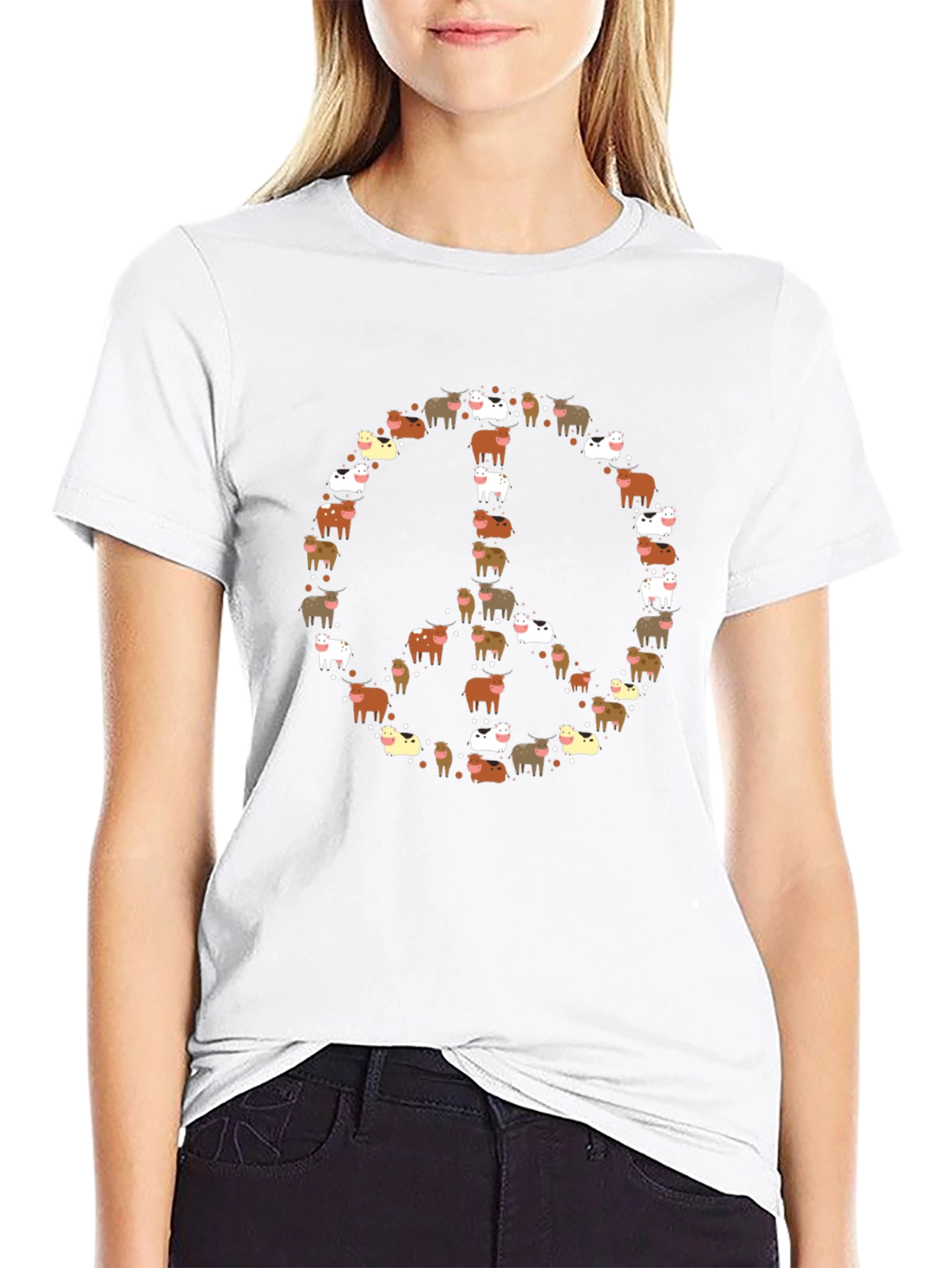 Peace Sign Highland Cow T-Shirt