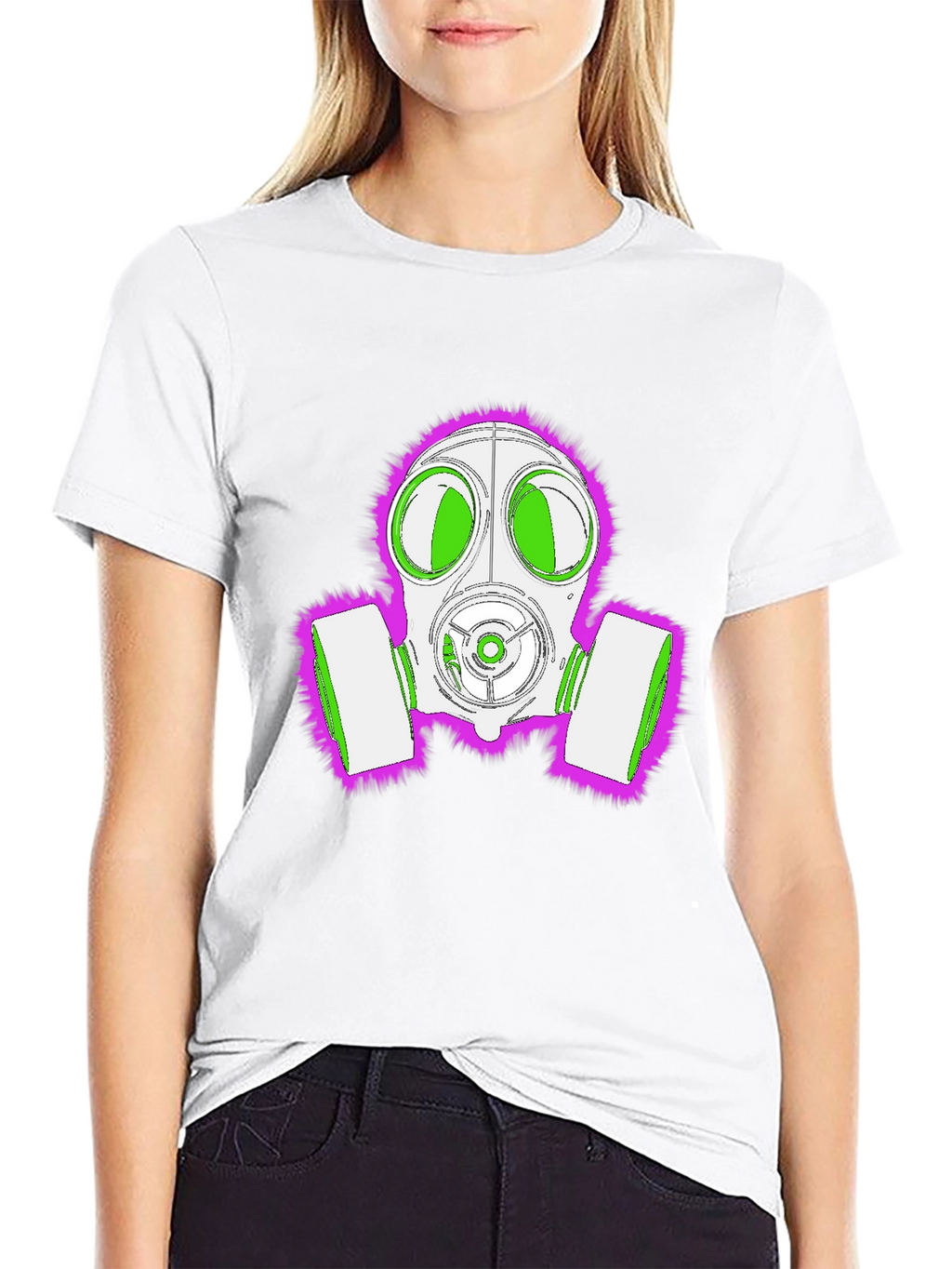 Gas Mask Graphic Tee - Bold Neon Design
