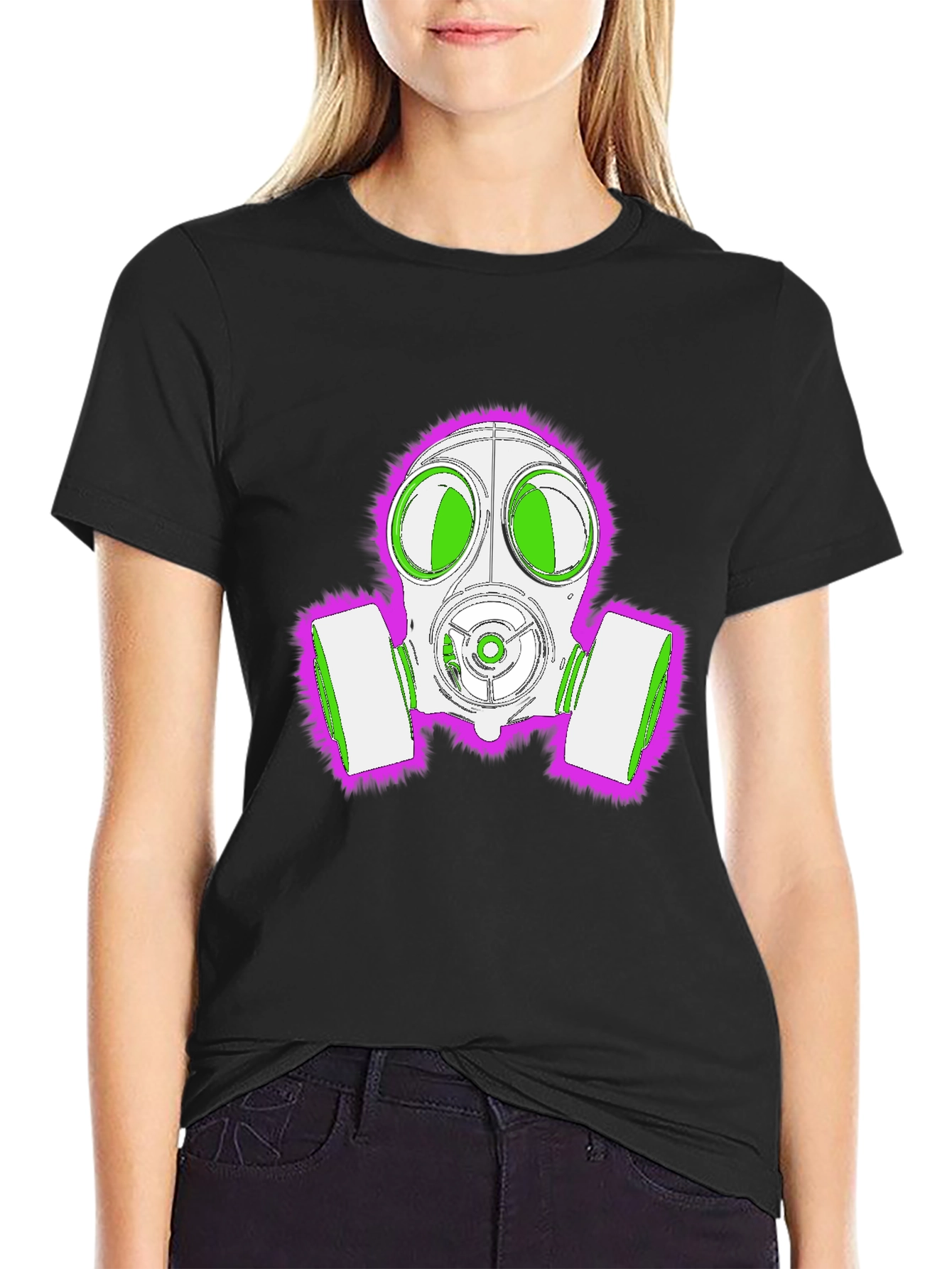 Gas Mask Graphic Tee - Bold Neon Design