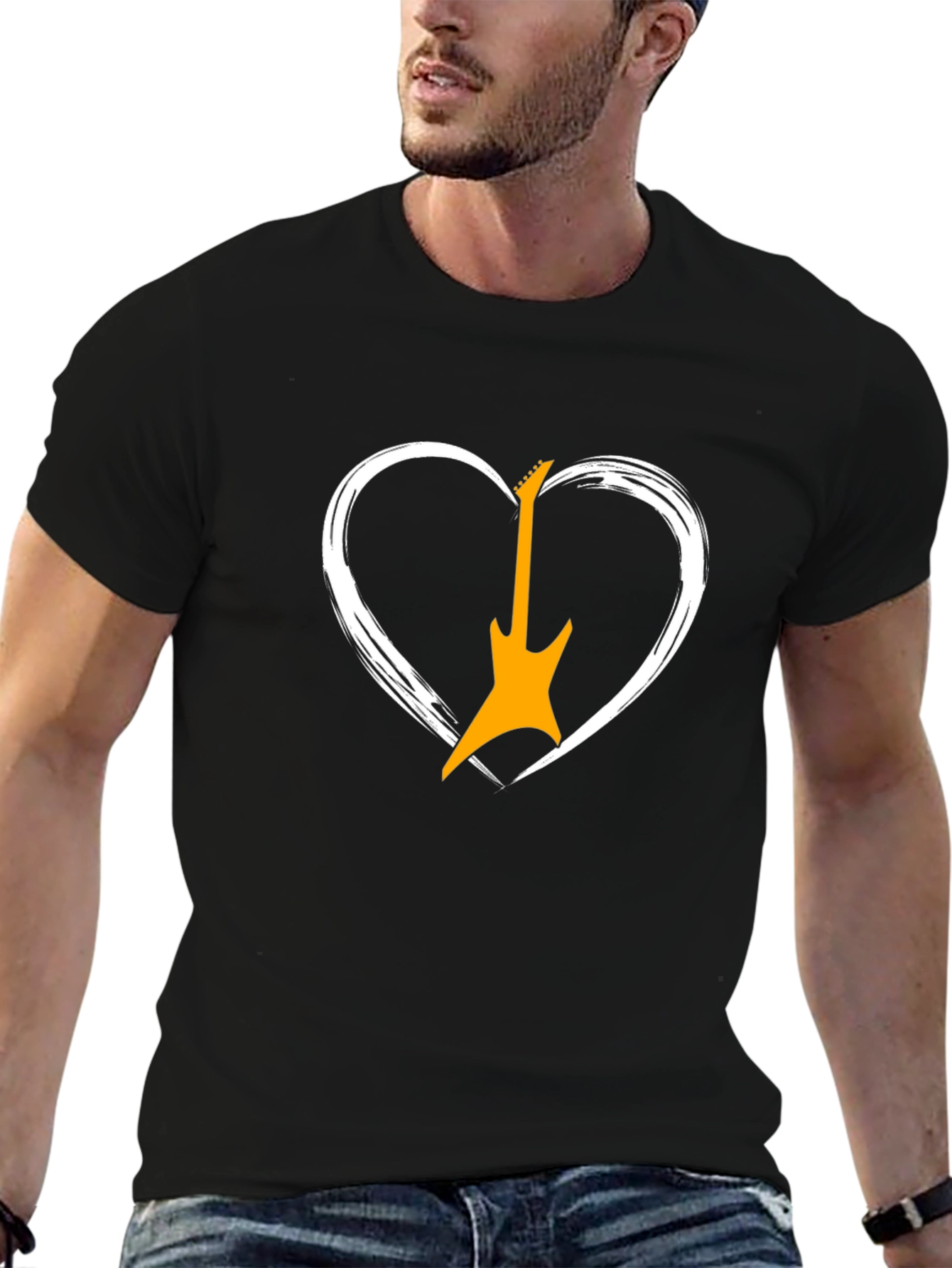 Guitar Heart Graphic Tee - Rocker Style