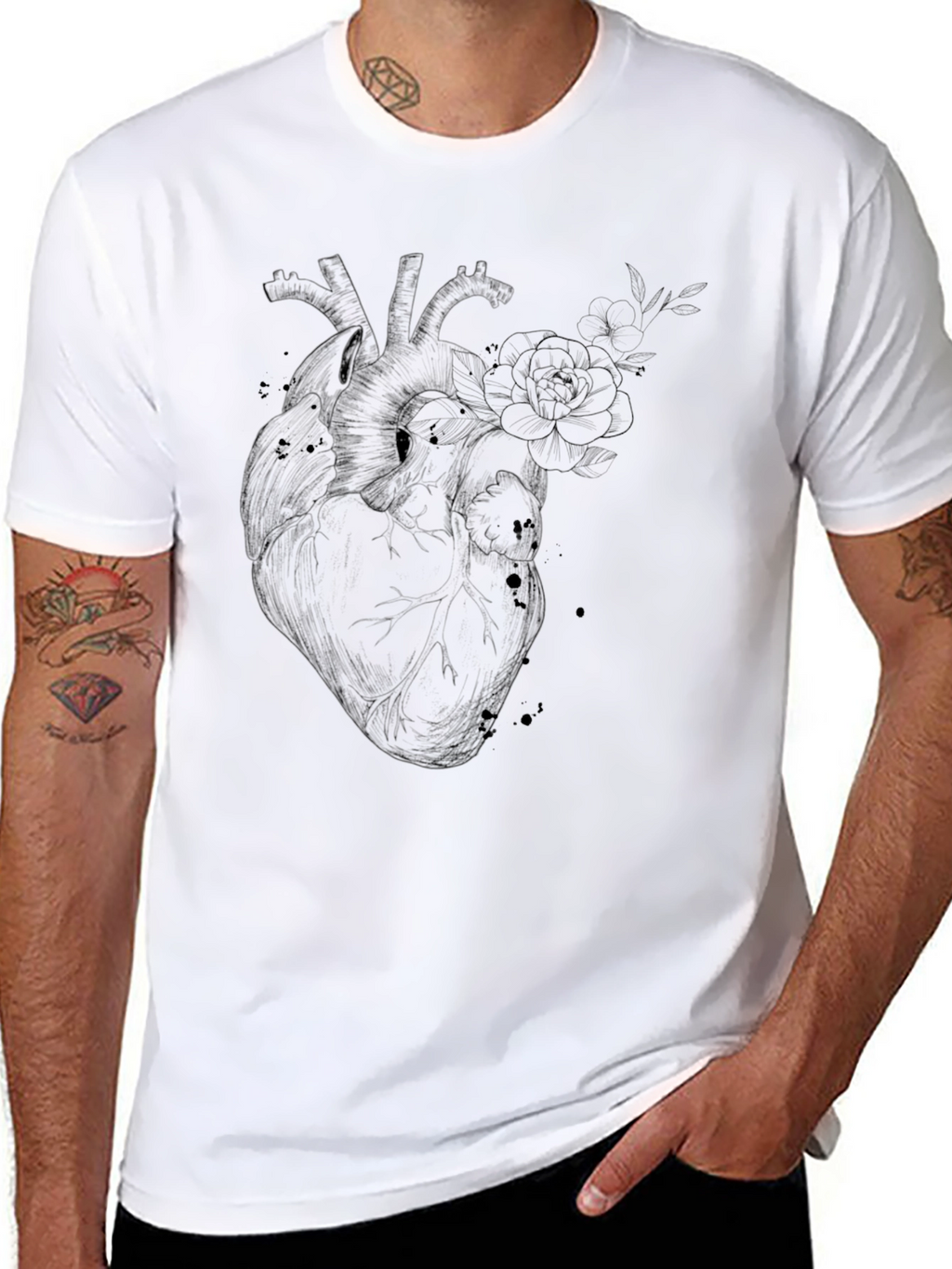 Anatomical Heart Floral T-Shirt - Gothic Style