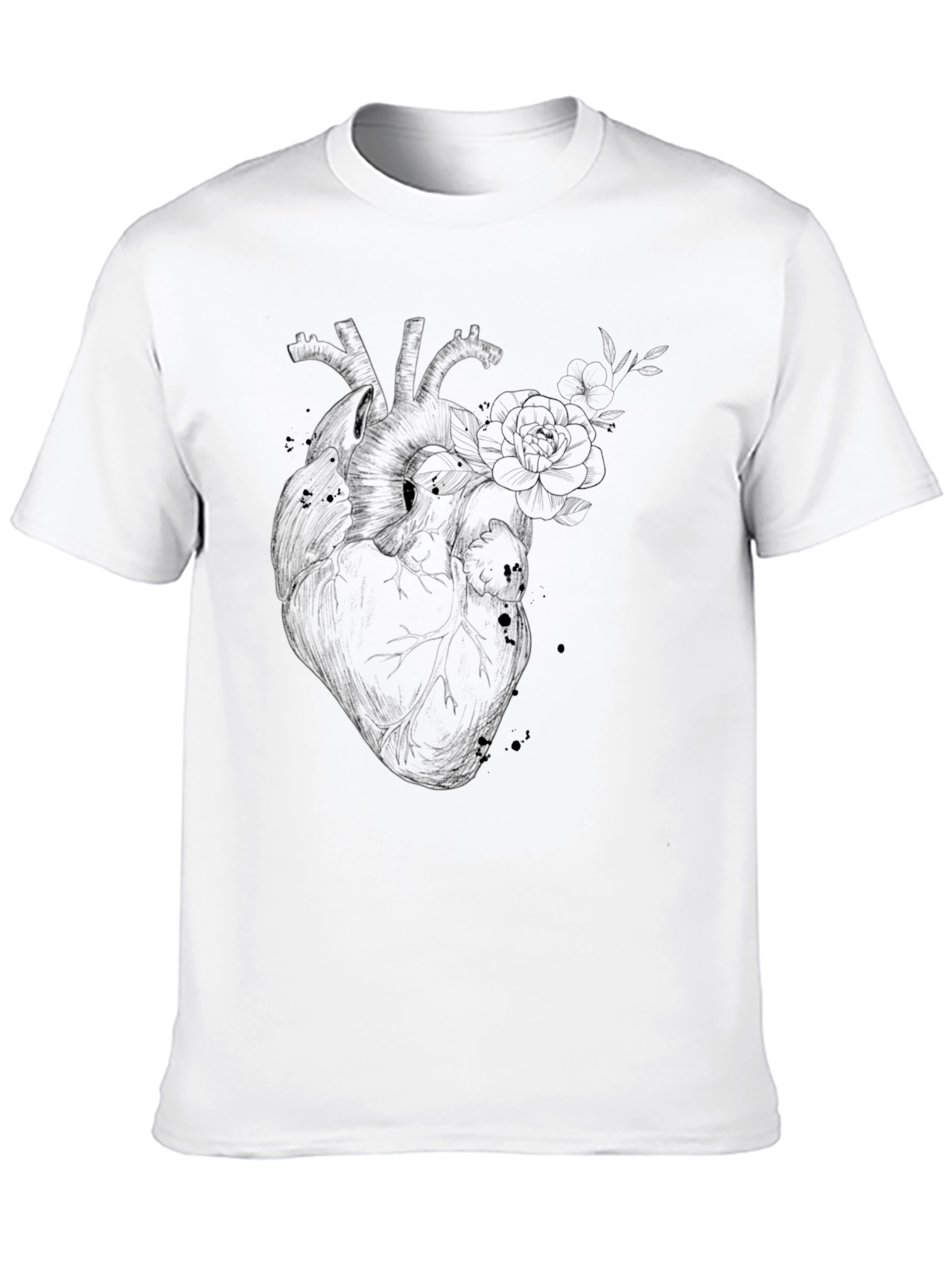 Anatomical Heart Floral T-Shirt - Gothic Style