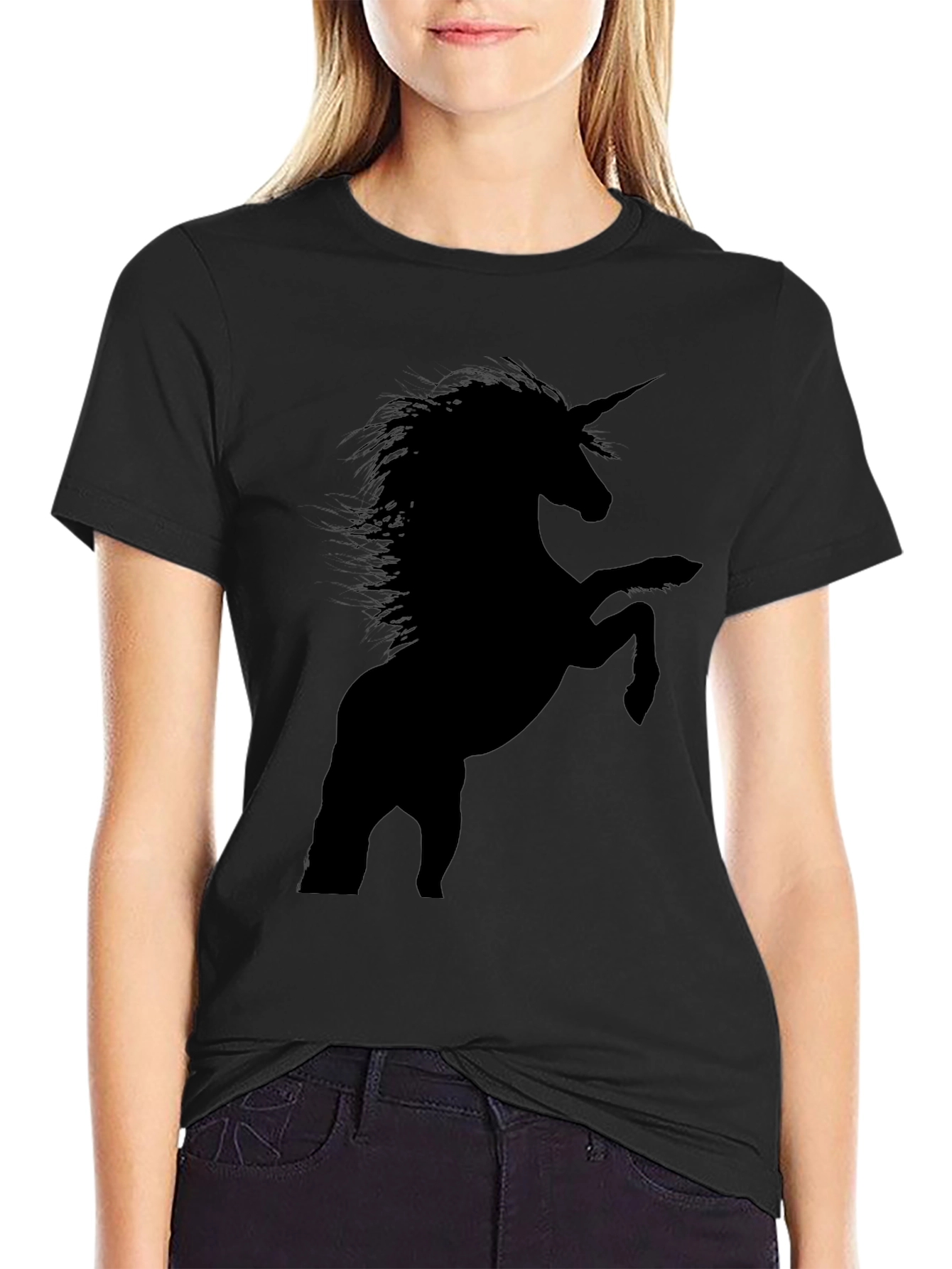 Unicorn Silhouette Graphic Tee - Mens Black T-Shirt