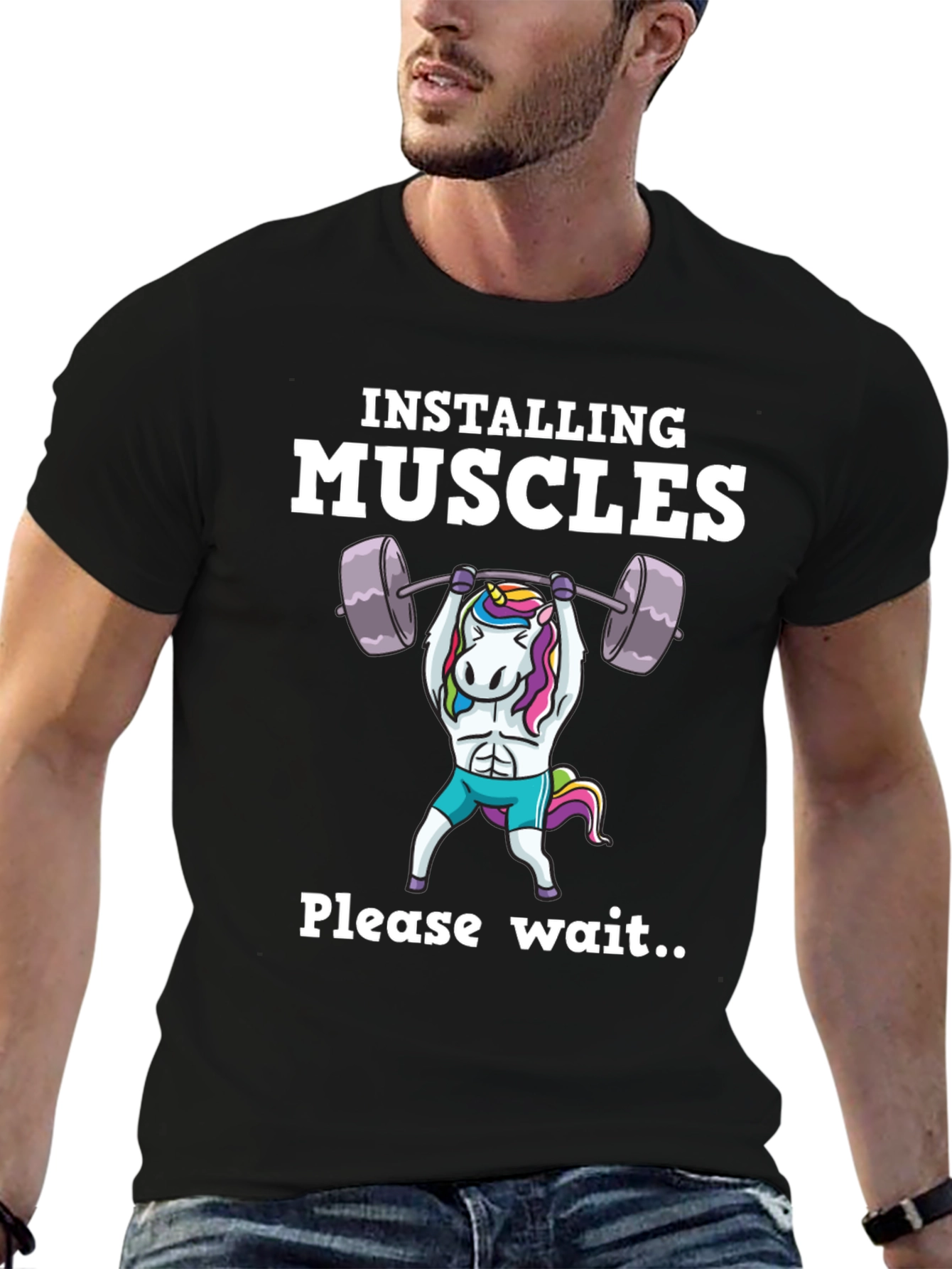 Funny Unicorn Muscle Building T-Shirt Gym Workout