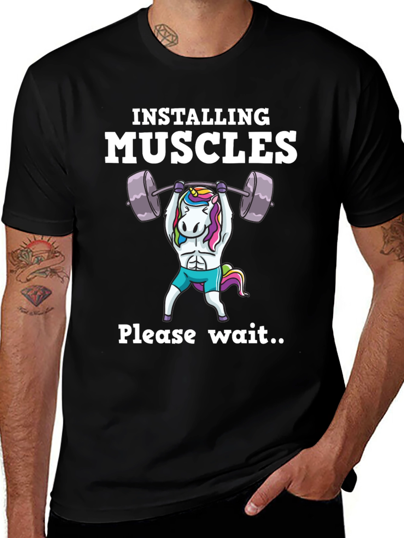 Funny Unicorn Muscle Building T-Shirt Gym Workout