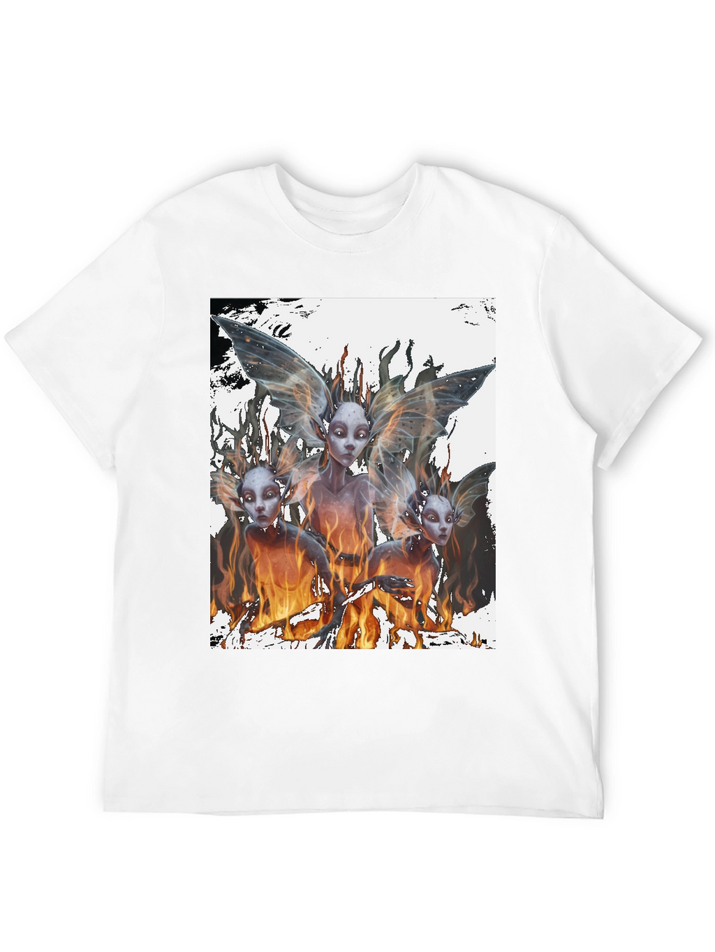 Fiery Fairy Graphic Tee - Black Cotton T-Shirt