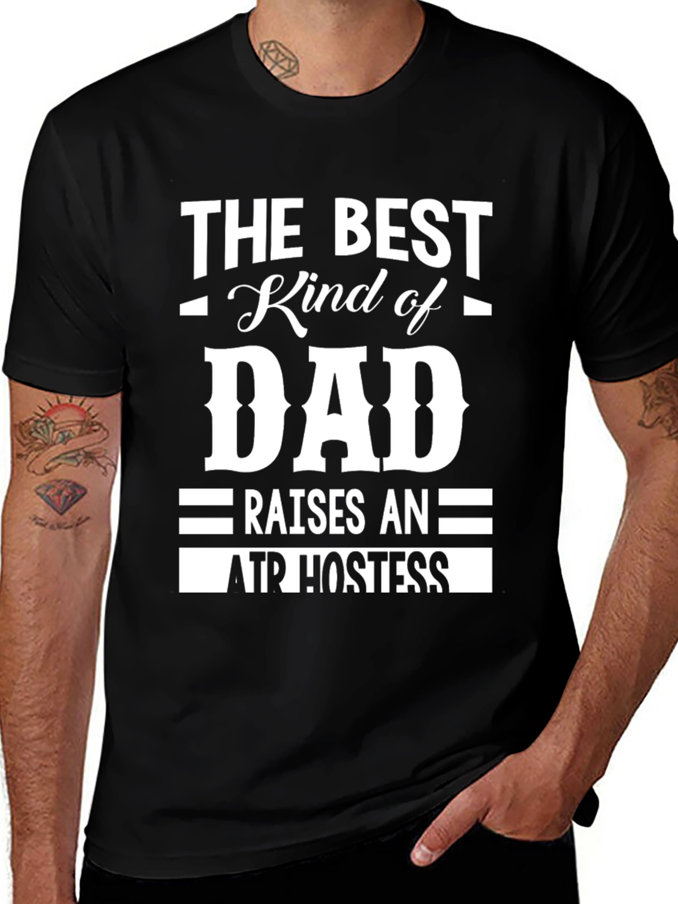 Best Dad Air Hostess T-Shirt - Black Cotton