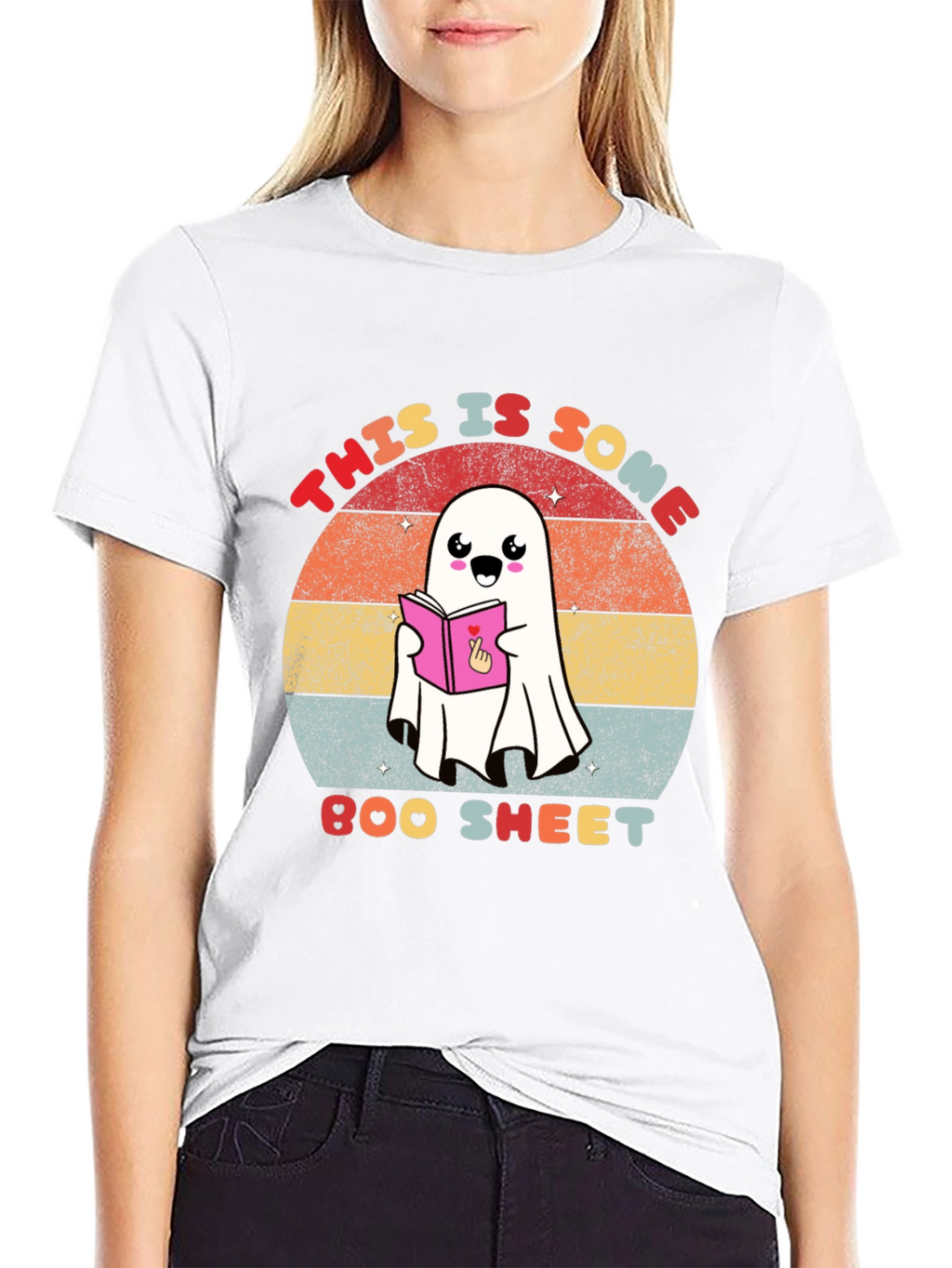 Funny Ghost Reading T-Shirt - Boo Sheet
