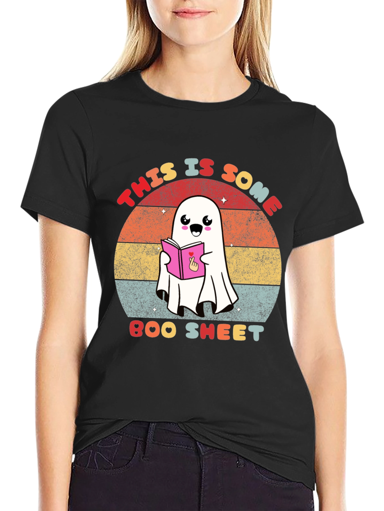 Funny Ghost Reading T-Shirt - Boo Sheet