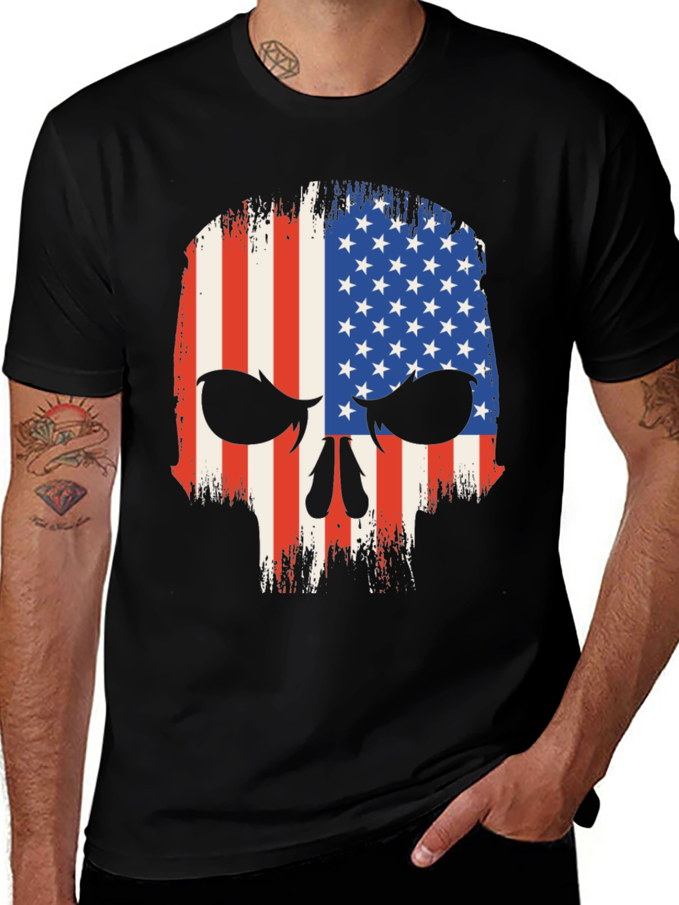 American Flag Skull Graphic T-Shirt