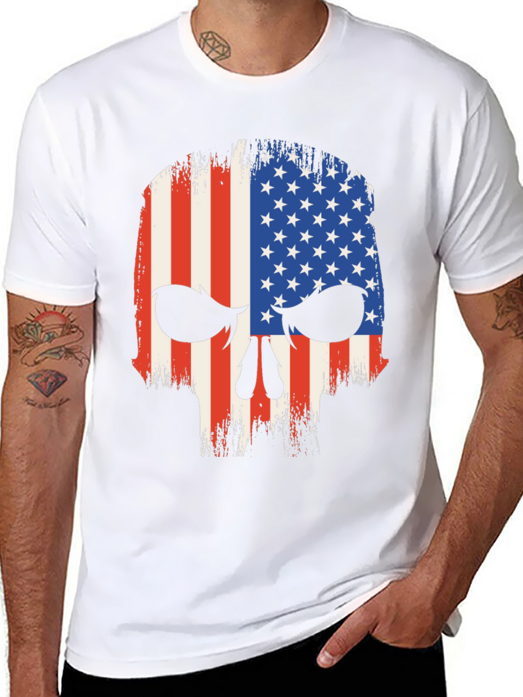 American Flag Skull Graphic T-Shirt