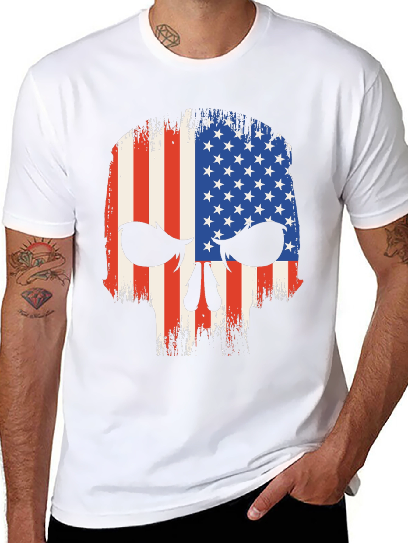 American Flag Skull Graphic T-Shirt