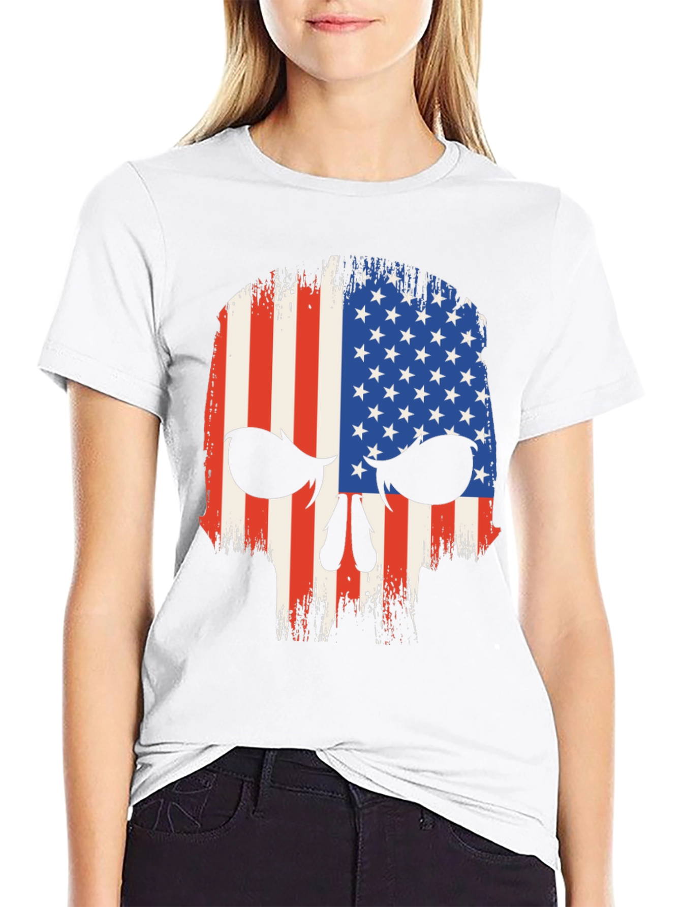 American Flag Skull Graphic T-Shirt