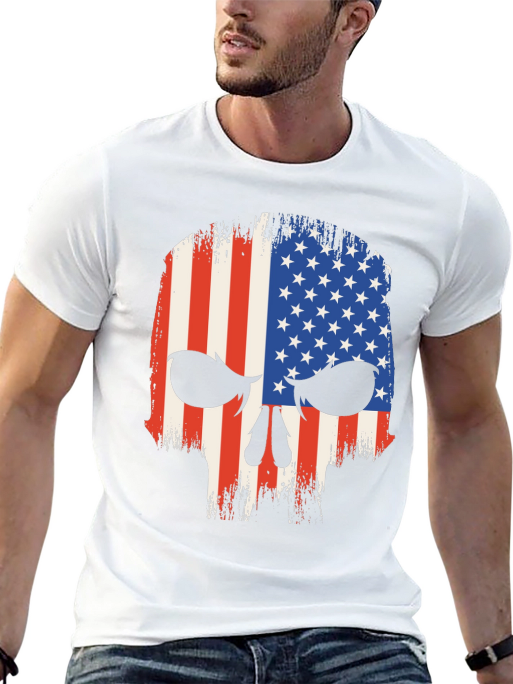 American Flag Skull Graphic T-Shirt