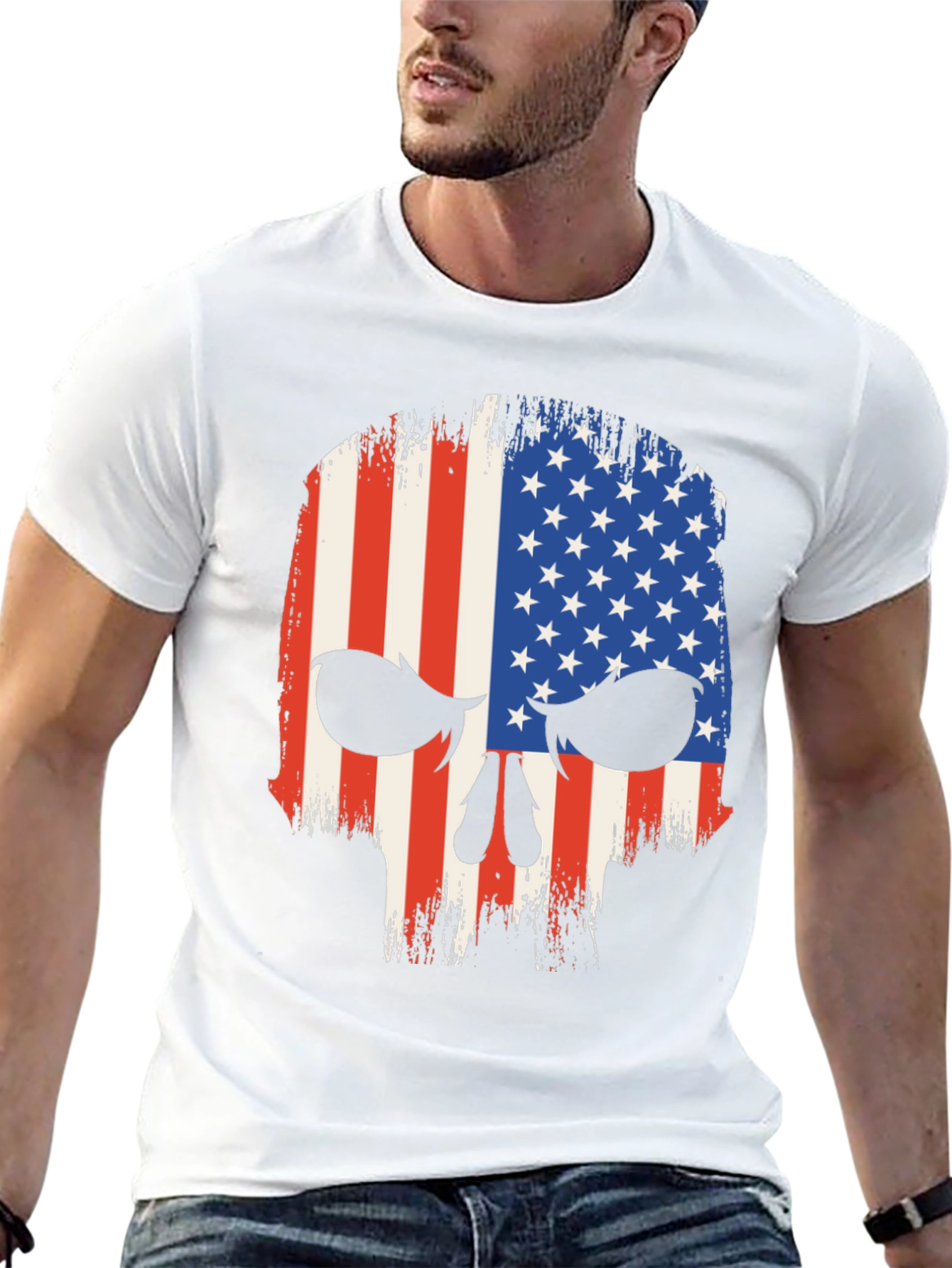 American Flag Skull Graphic T-Shirt