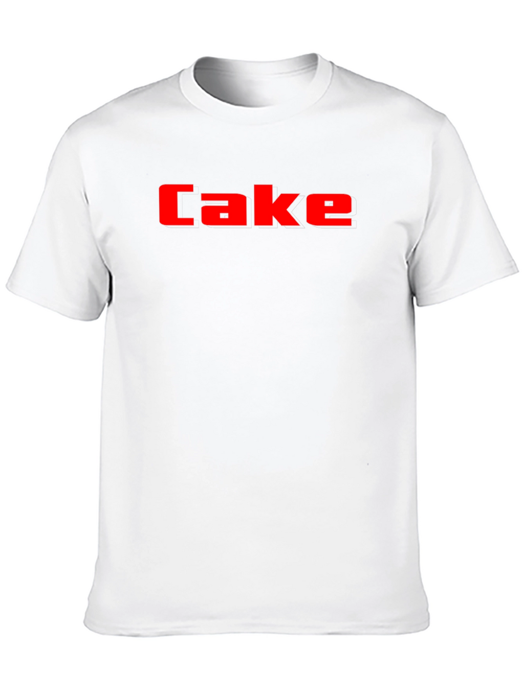 Cake Graphic Tee - Bold Red Lettering on Black