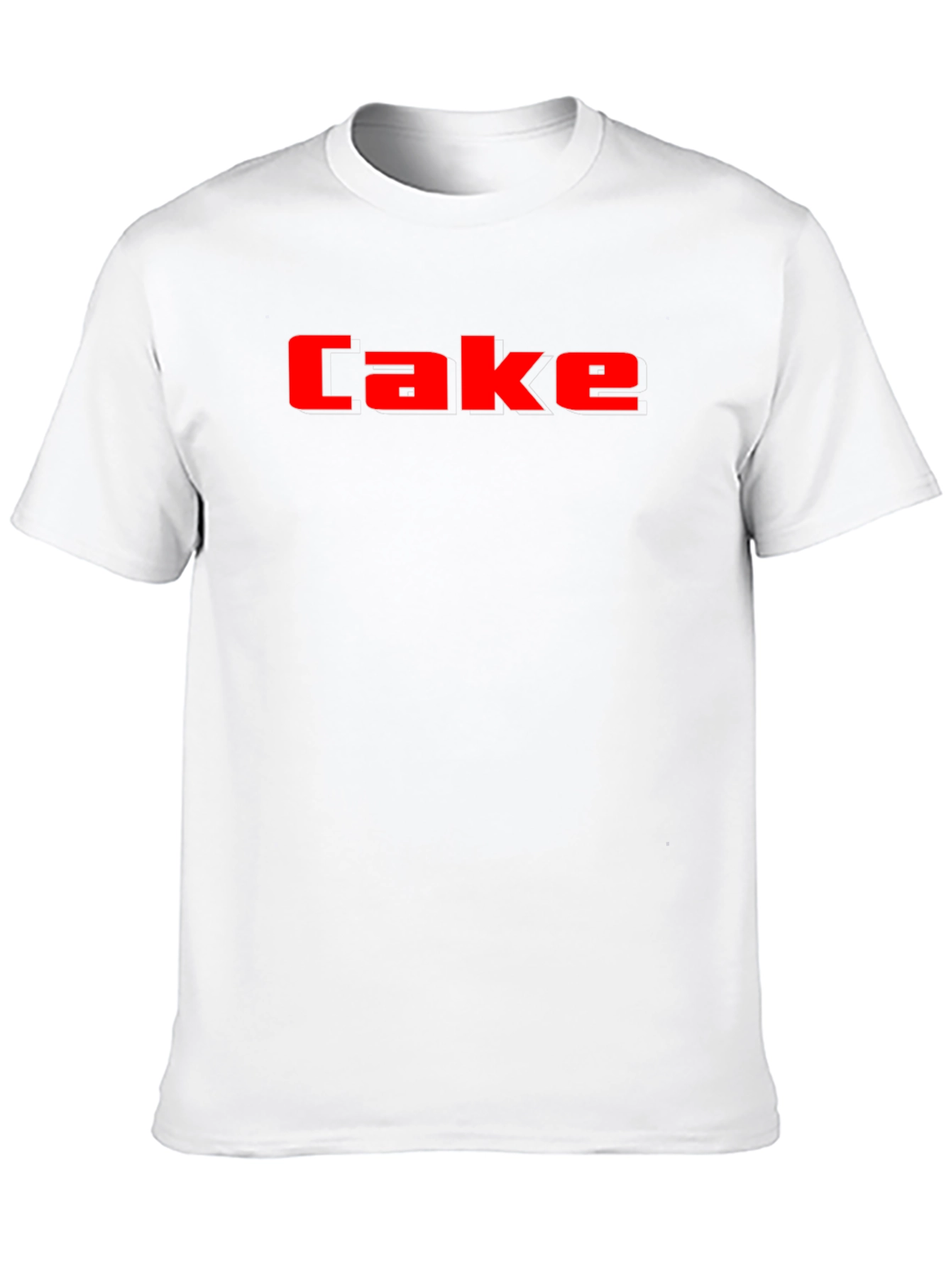 Cake Graphic Tee - Bold Red Lettering on Black